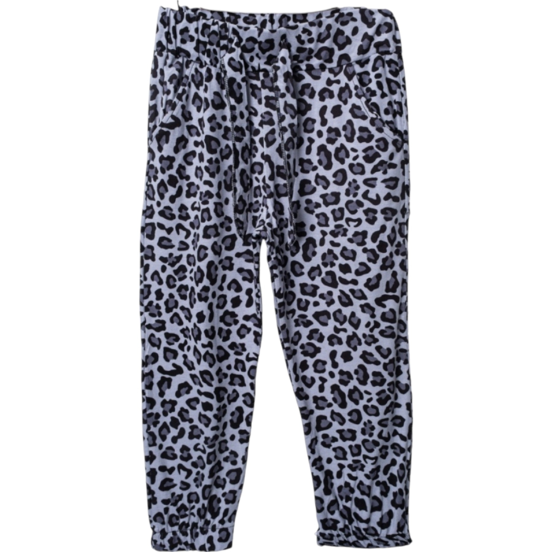 Dokuma Viskon Leopar Desenli Paça Lastikli Cepli Şalvar  13Y,14Y,15Y,16Y Kız