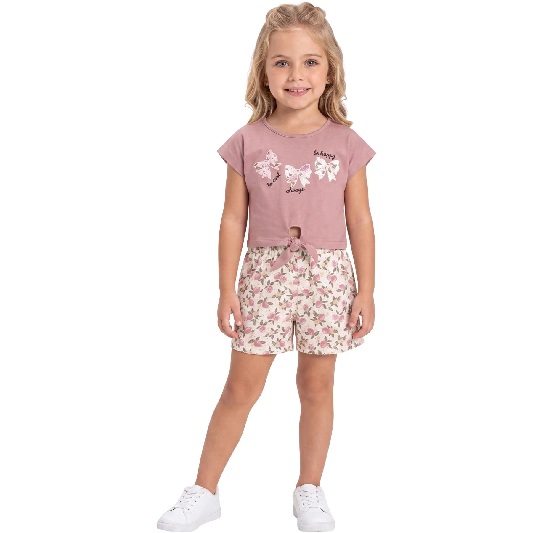 FİYONK NAKIŞLI ŞORTLU KIZ TAKIM 2Y,3Y,4Y,5Y Kız