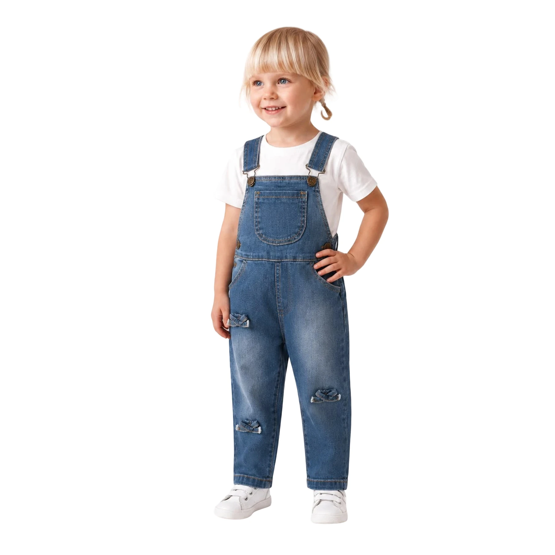 FİYONKLU KOT SALOPET  12 Ay,2Y,3Y,4Y Kız