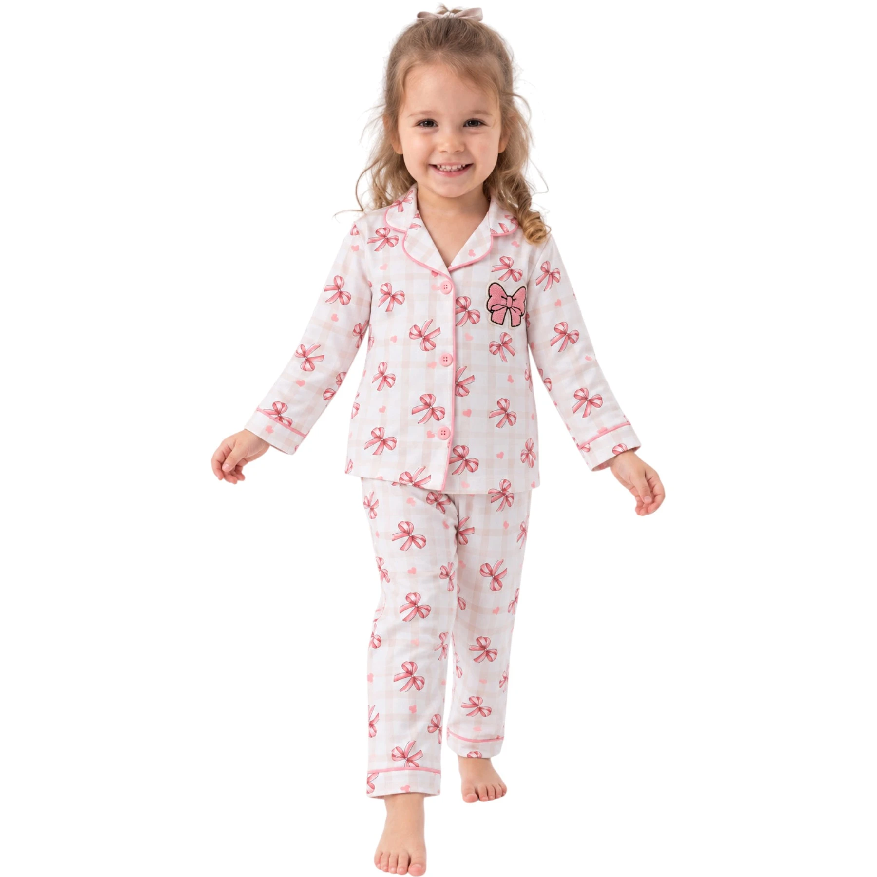 FİYONKLU SÜZENELİ YAKALI PİJAMA TAKIM  4Y,5Y,6Y Kız