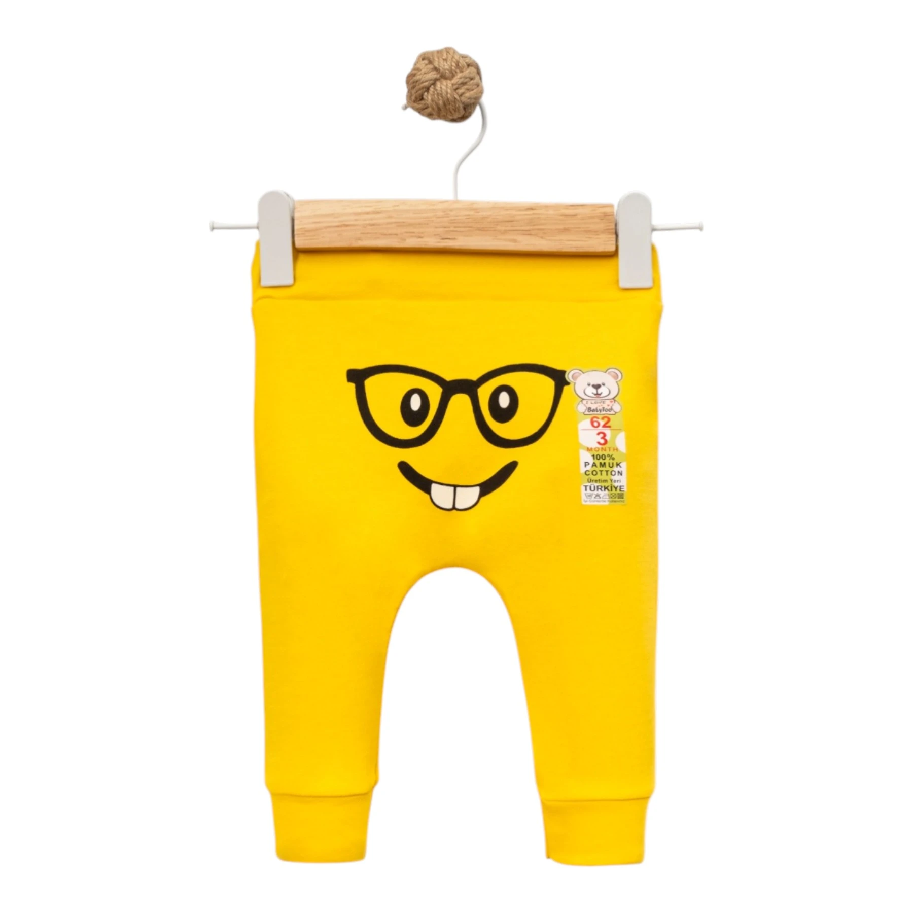 GÖZLÜKLÜ EMOJİ BASKILI MANŞETLİ TEK ALT 3 Ay,6 Ay,9 Ay,12 Ay Uni
