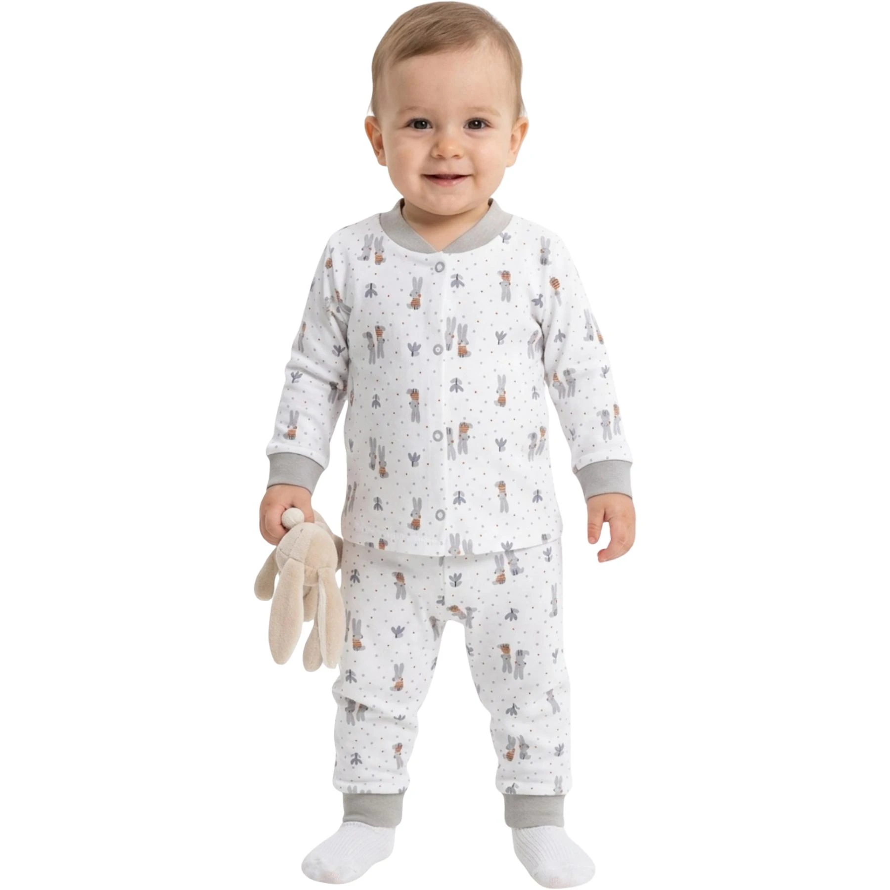 GRİ NOKTALI TAVŞAN ÇITÇITLI PİJAMA 6 Ay,12 Ay,18 Ay,2Y Uni