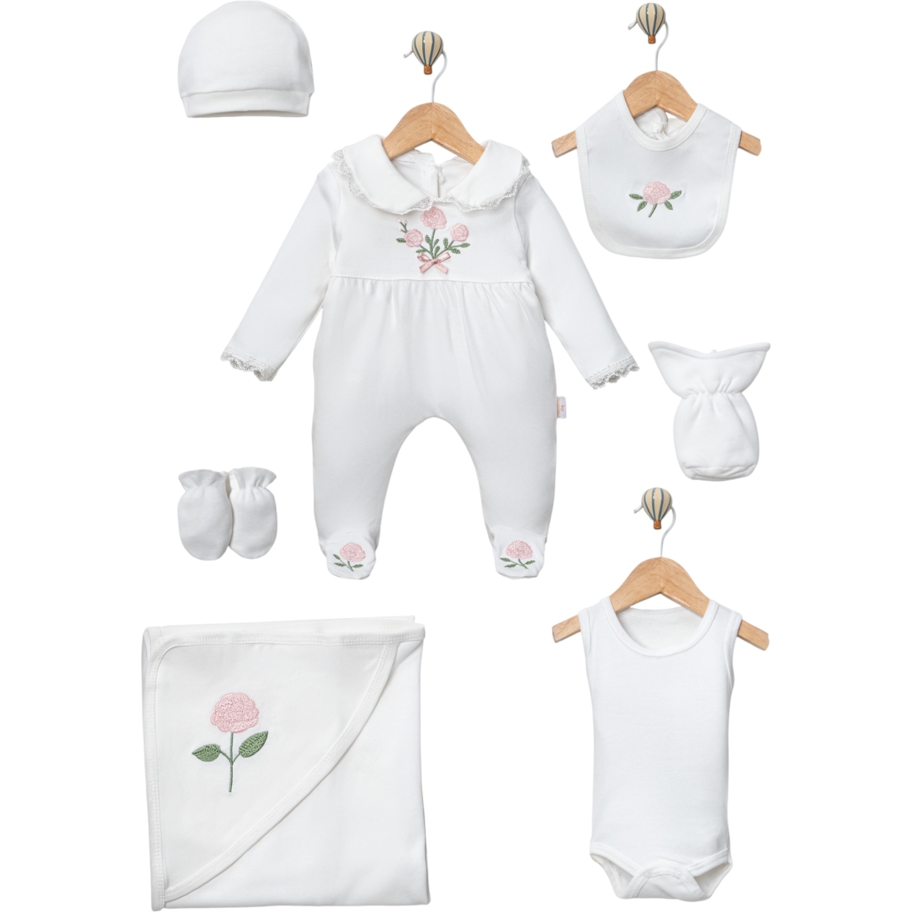 GÜL NAKIŞLI 7 Lİ SET  1 Ay Kız