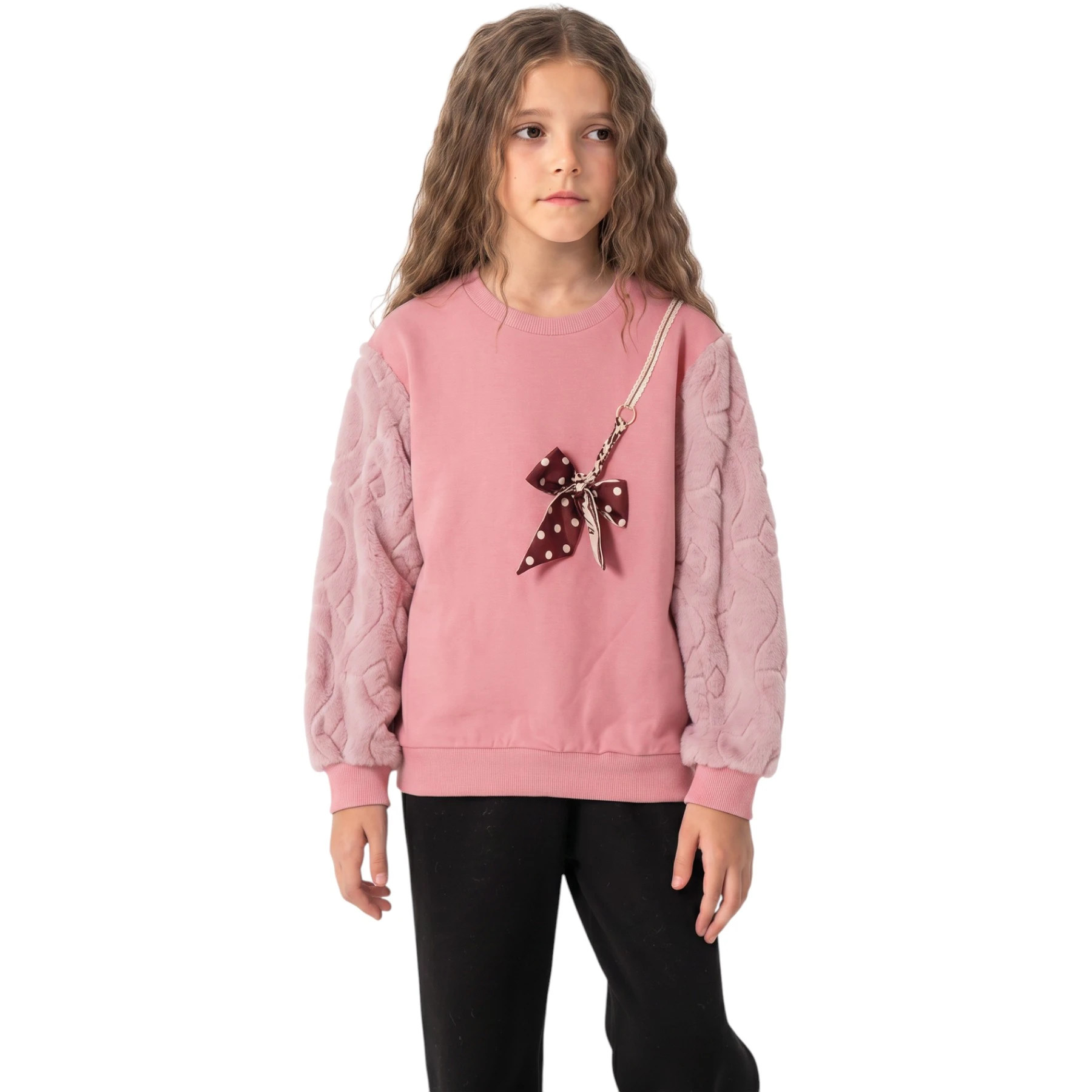 HAZIR FİYONK ŞERİTLİ SWEATSHİRT 5Y,6Y,7Y,8Y Kız