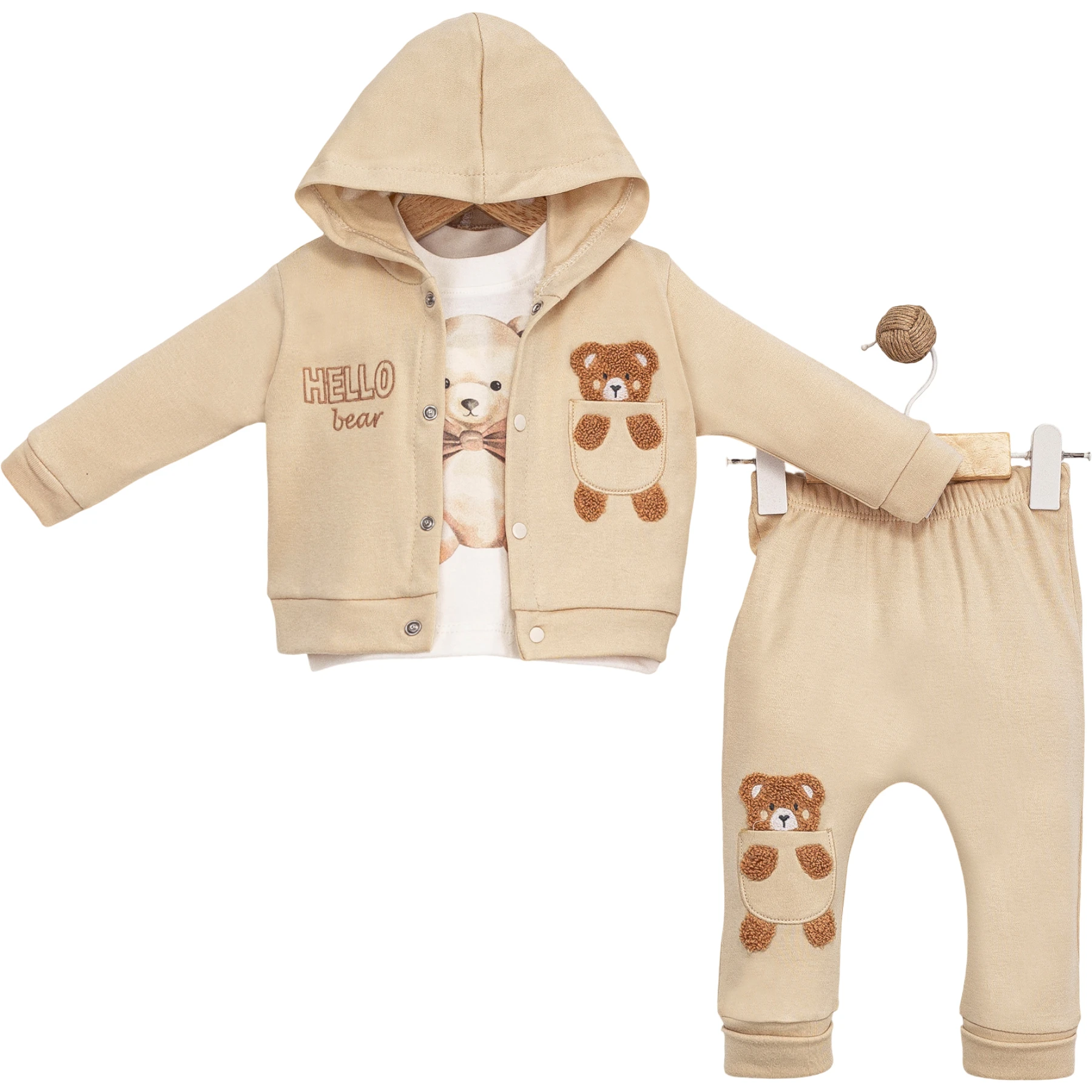 HELLO BEAR 3'LÜ TAKIM 3 Ay,6 Ay,9 Ay Erkek
