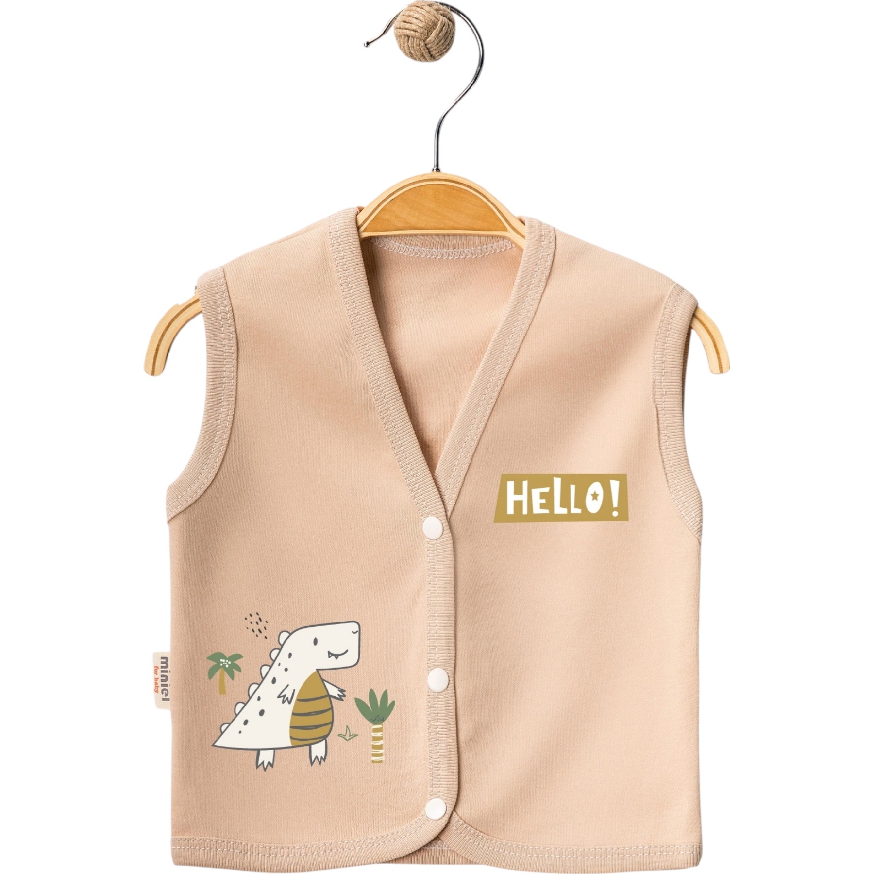 HELLO DİNO BASKILI ASKILI PENYE SERİ YELEK 1 Ay,3 Ay,6 Ay,9 Ay Erkek