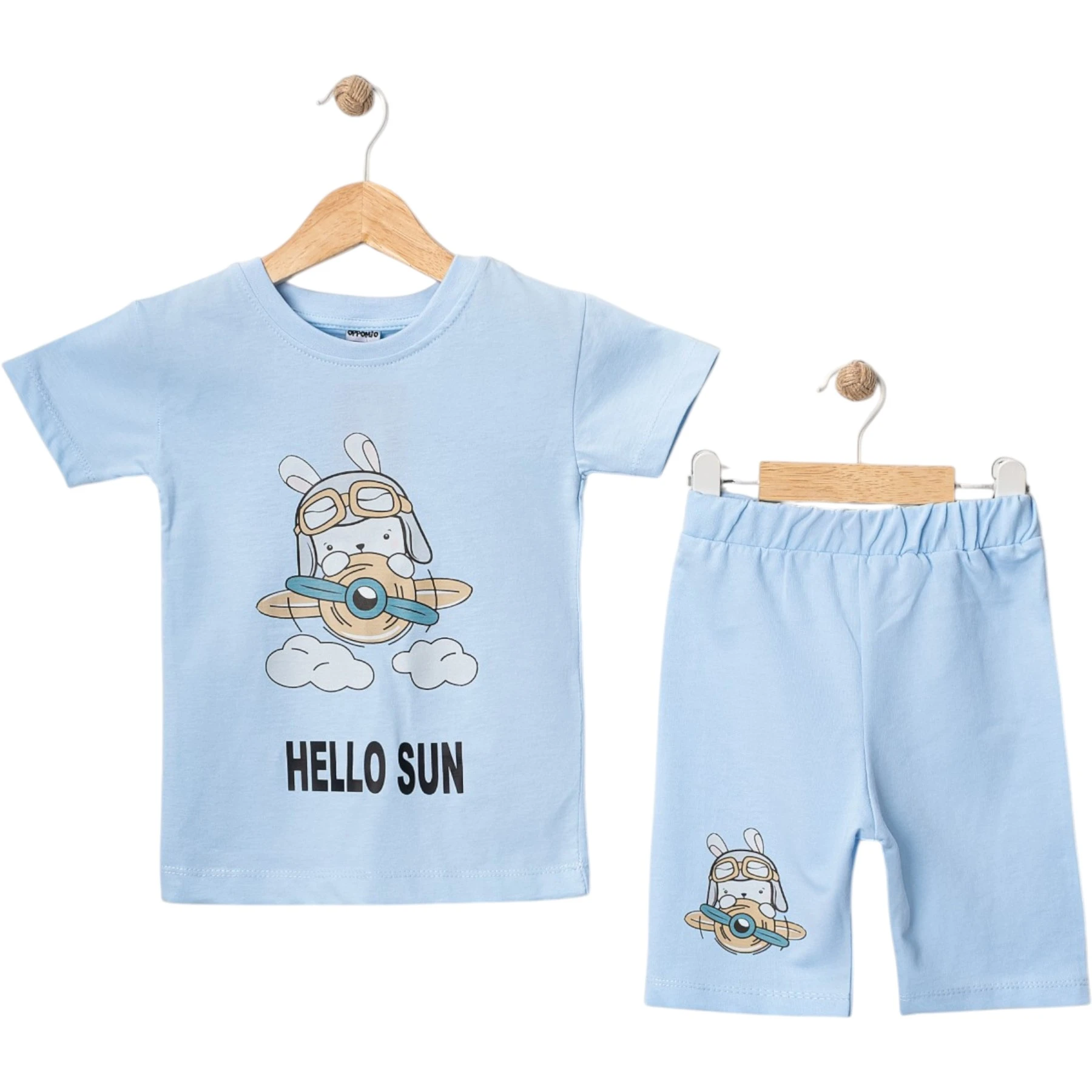 HELLO SUN UÇAK BASKILI İKİLİ ERKEK TAKIM 2Y,3Y,4Y,5Y,6Y Erkek
