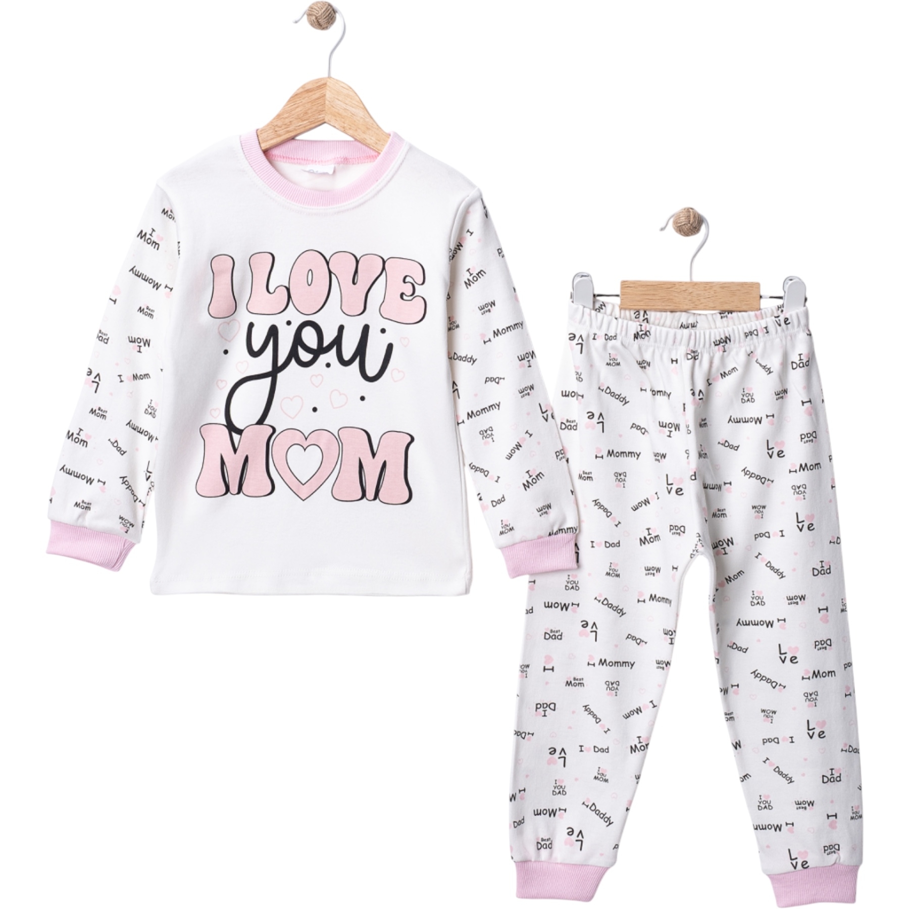 I LOVE YOU MOM PİJAMA TAKIM  4Y,5Y,6Y Kız