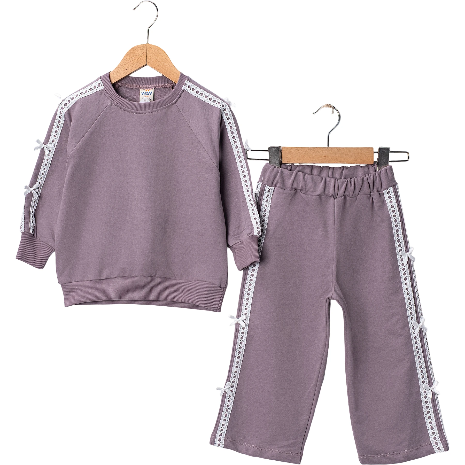 İKİ İP DANTEL ŞERİTLİ FİYONKLU İKİLİ TAKIM 12 Ay,2Y,3Y,4Y Kız
