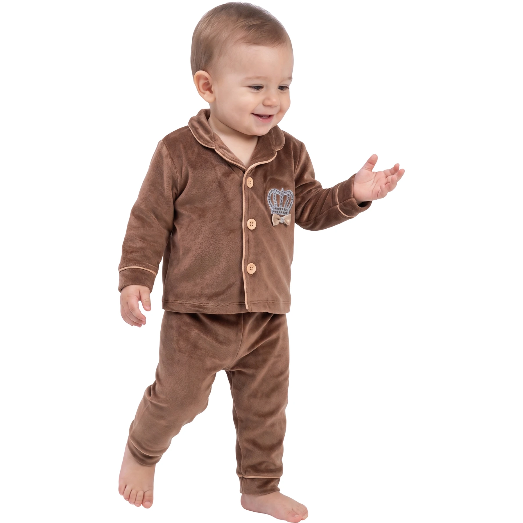 KADİFE TAÇLI PRENS YAKALI PİJAMA TAKIM  4Y,5Y,6Y Erkek