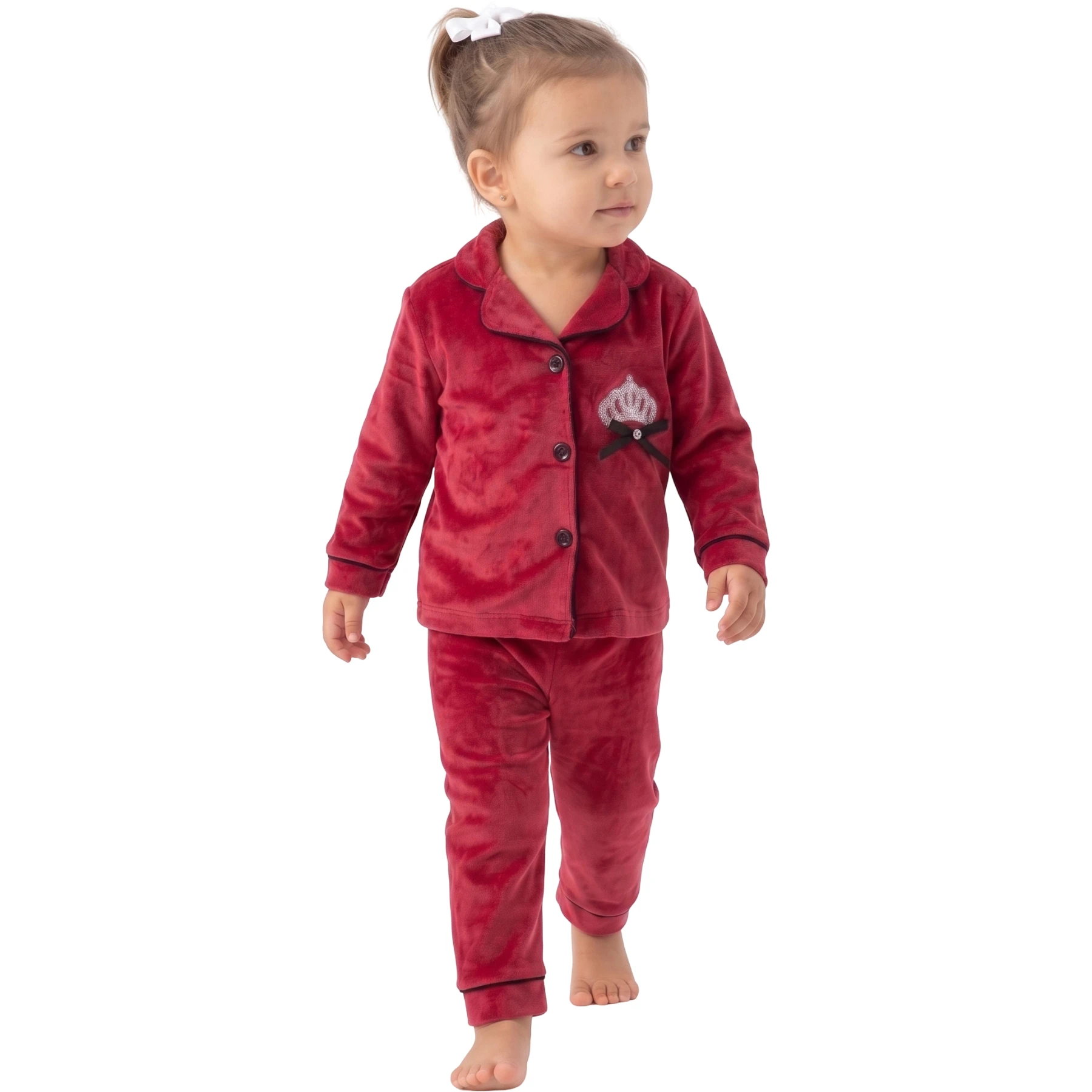 KADİFE TAÇLI PRENSES YAKALI PİJAMA TAKIM  12 Ay,2Y,3Y Kız