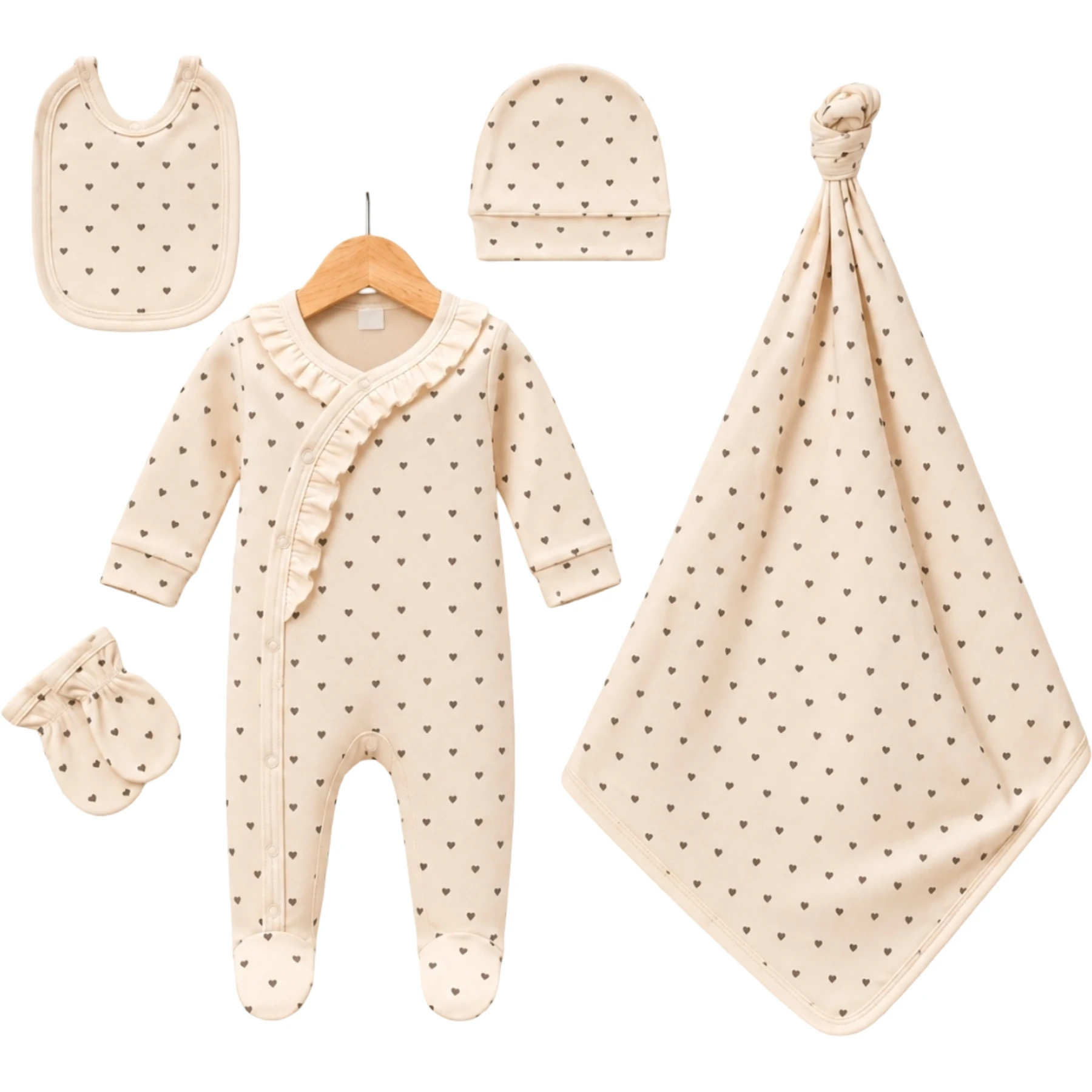 KALP DESEN FIRFIRLI BATTANİYELİ TULUM SET 3 Ay Kız