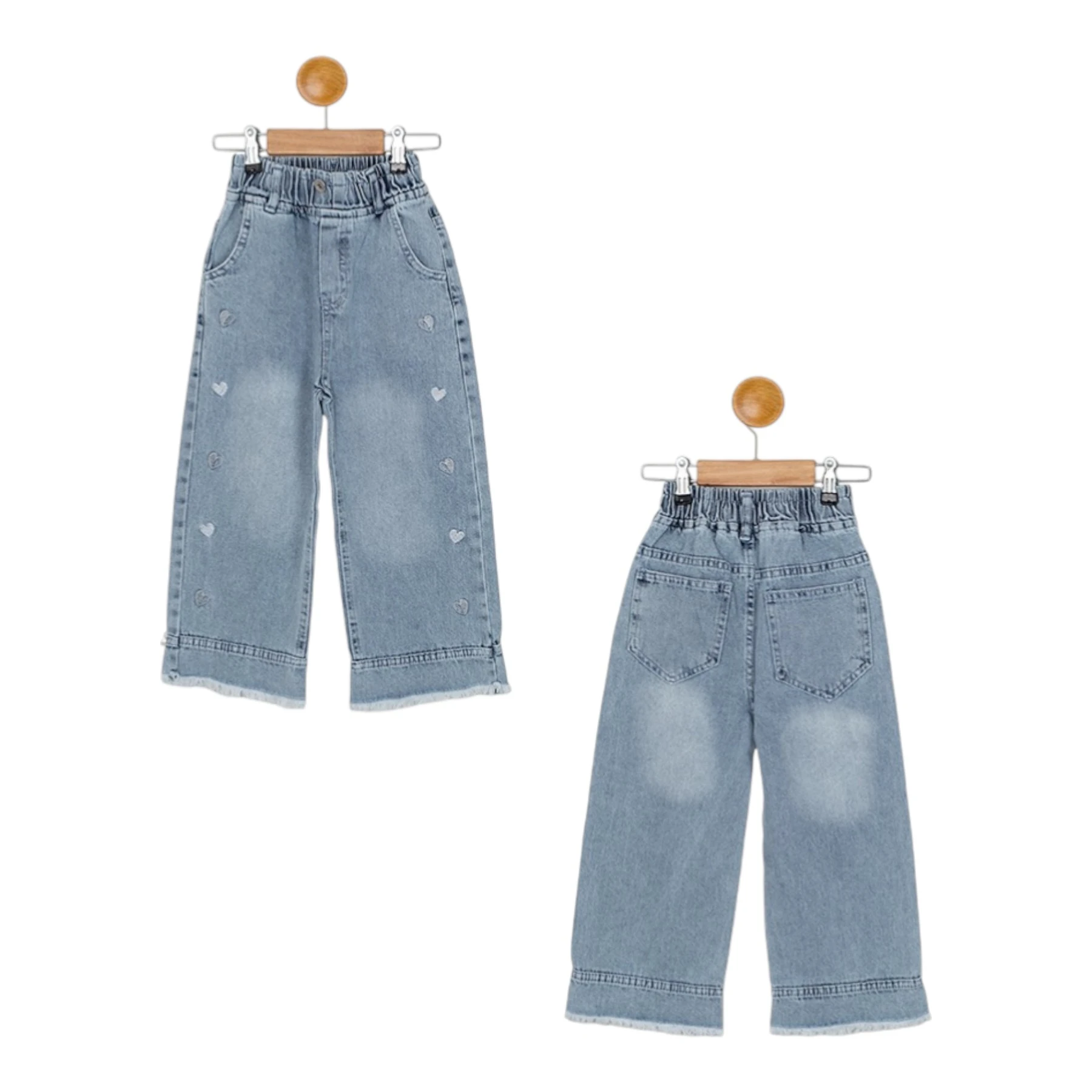 KALP NAKIŞLI KIZ KOT PANTOLON  11Y,12Y,13Y,14Y,15Y Kız