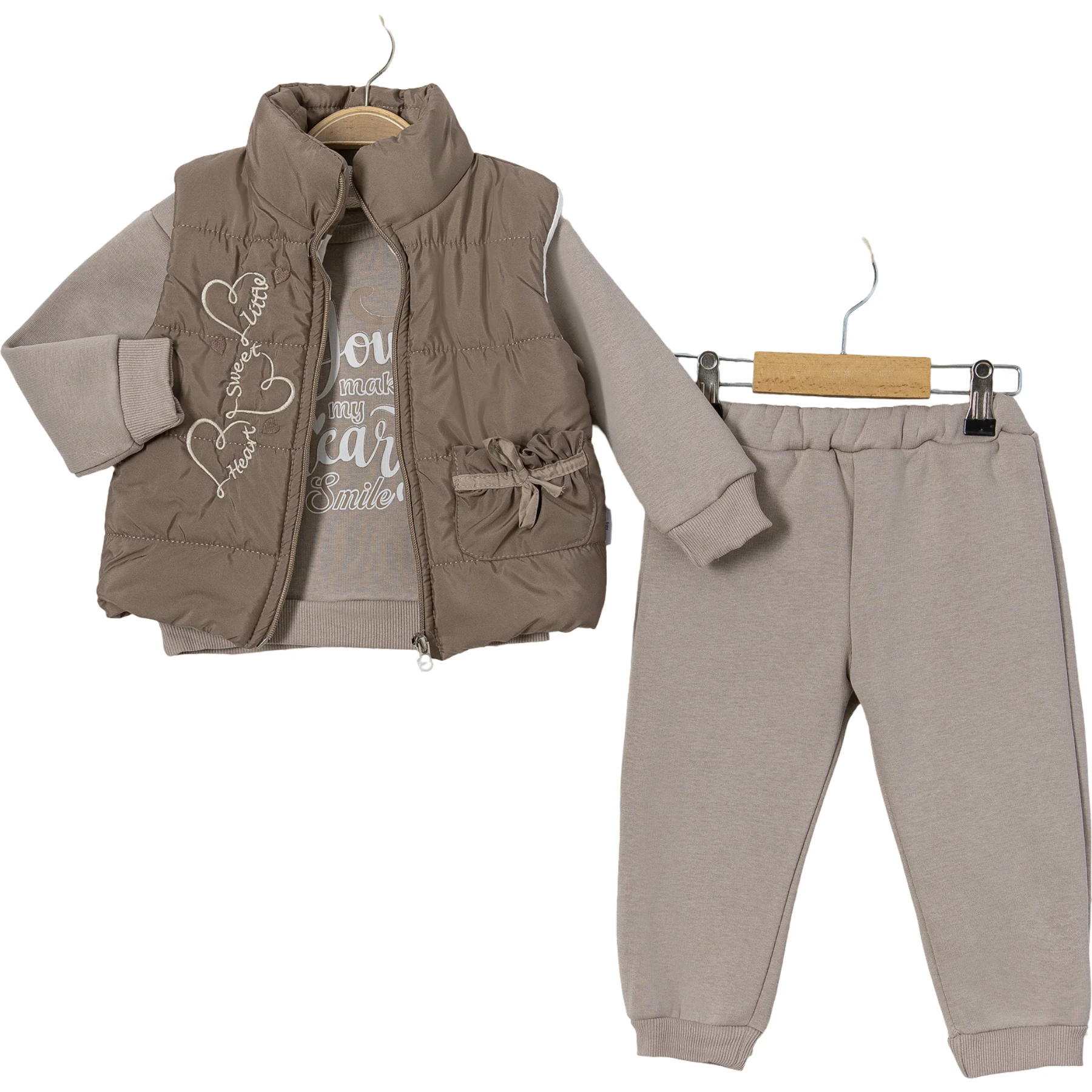KALP NAKIŞLI YELEKLİ TAKIM 2Y,3Y,4Y,5Y Kız