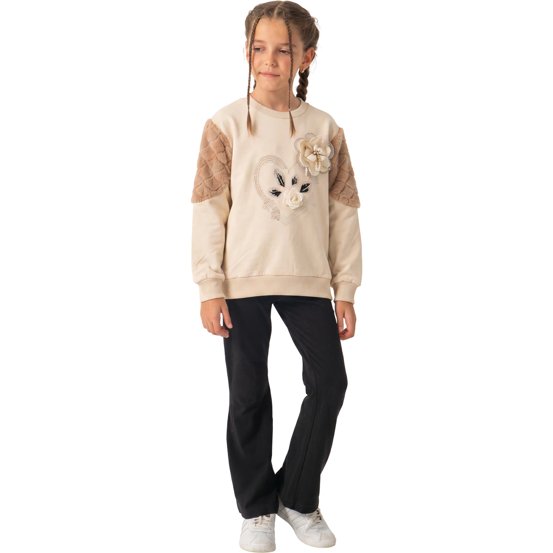 KALP TAŞLI GÜL SWEATSHIRT 5Y,6Y,7Y,8Y Kız