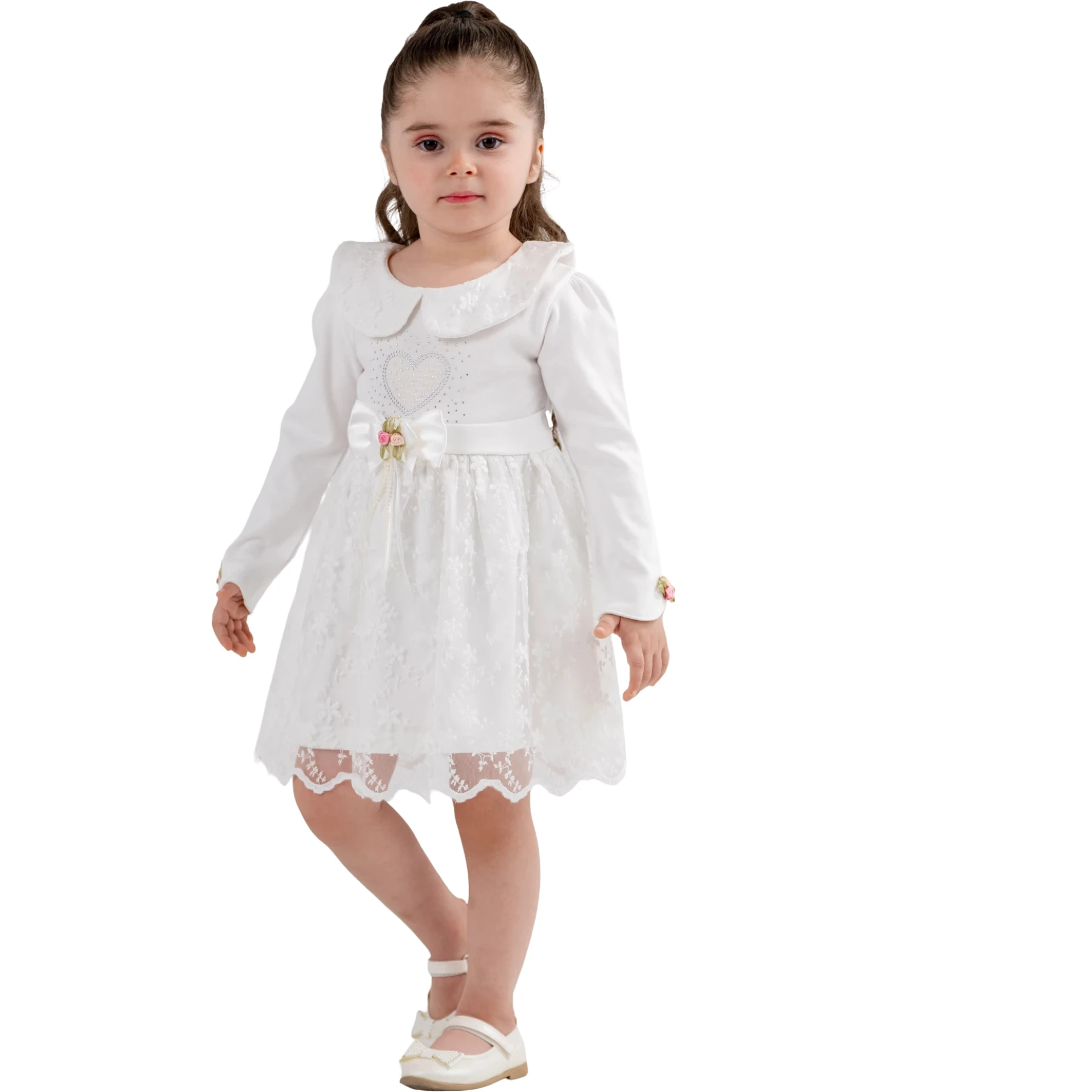 KALPLİ İNCİLİ ELBİSE 2Y,3Y,4Y Kız