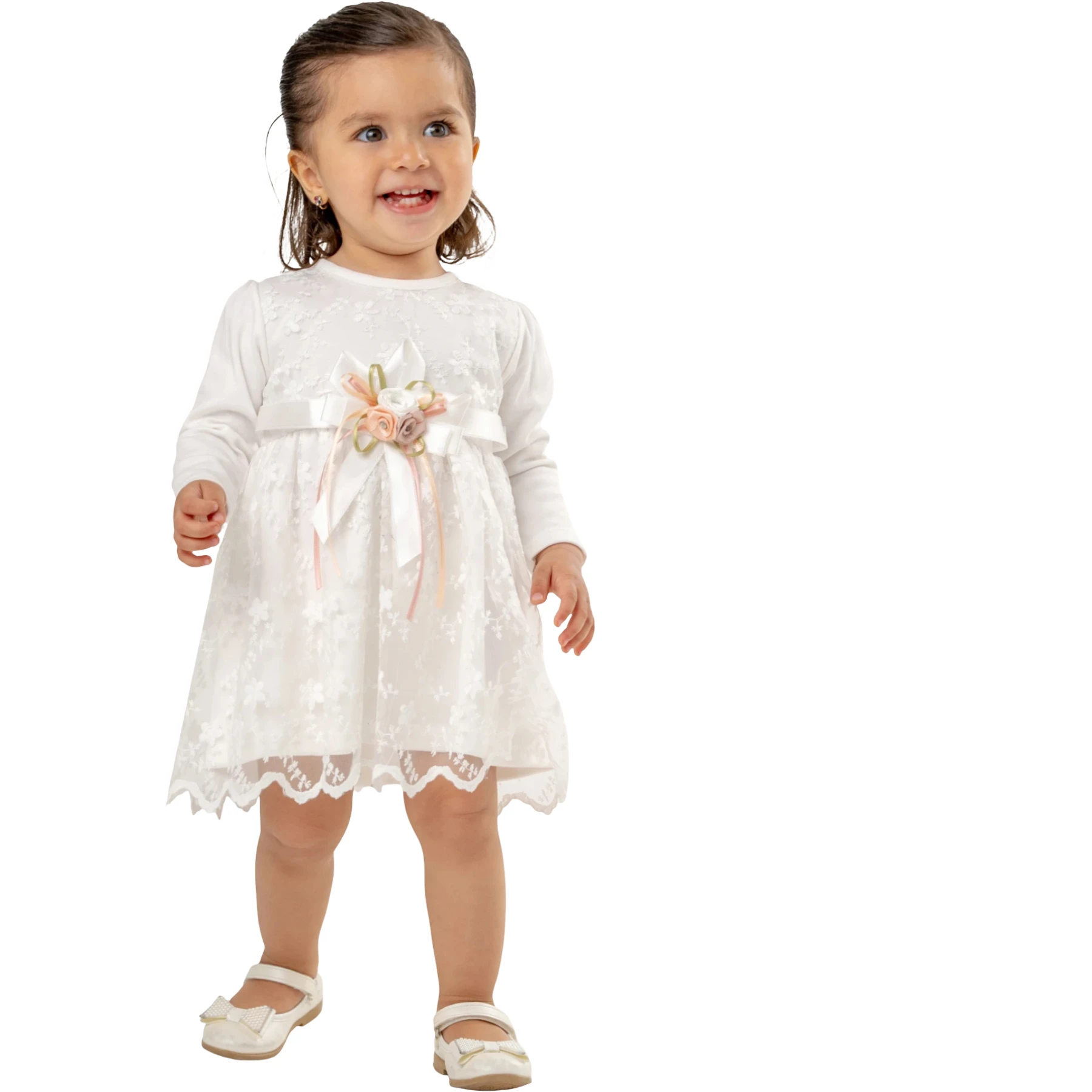 KEMERLİ DANTELLİ ELBİSE 9 Ay,12 Ay,18 Ay Kız