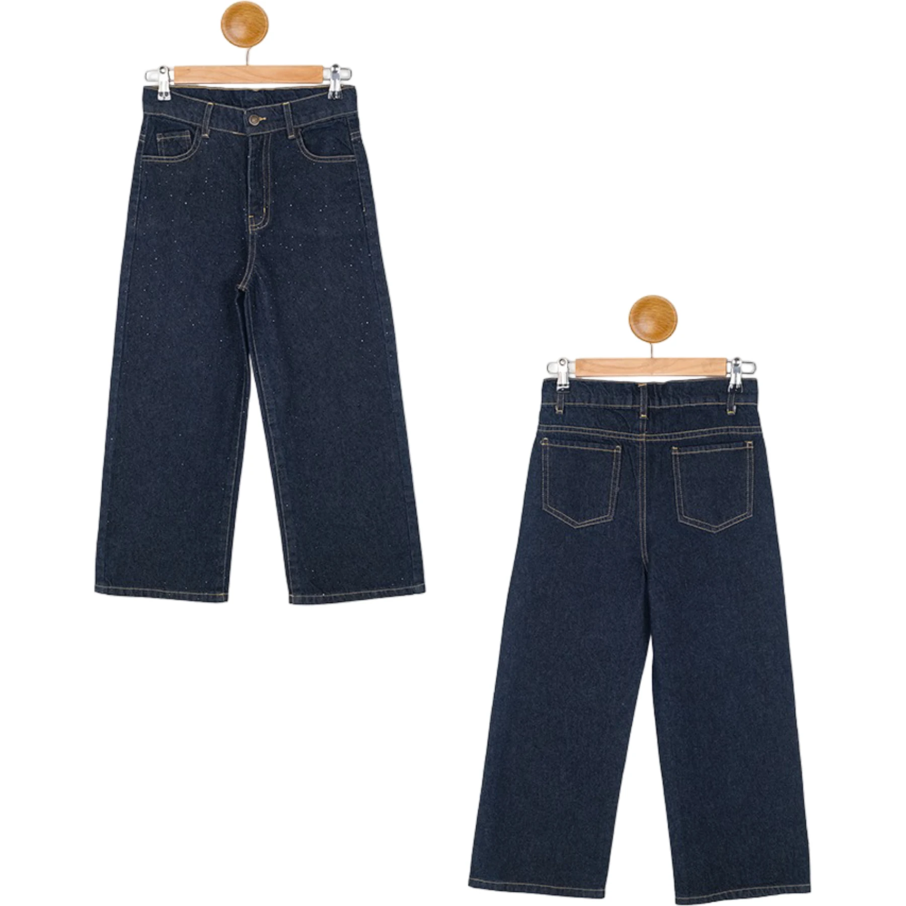 KEMERLİ SERPME TAŞLI KOT PANTOLON 11Y,12Y,13Y,14Y,15Y Kız