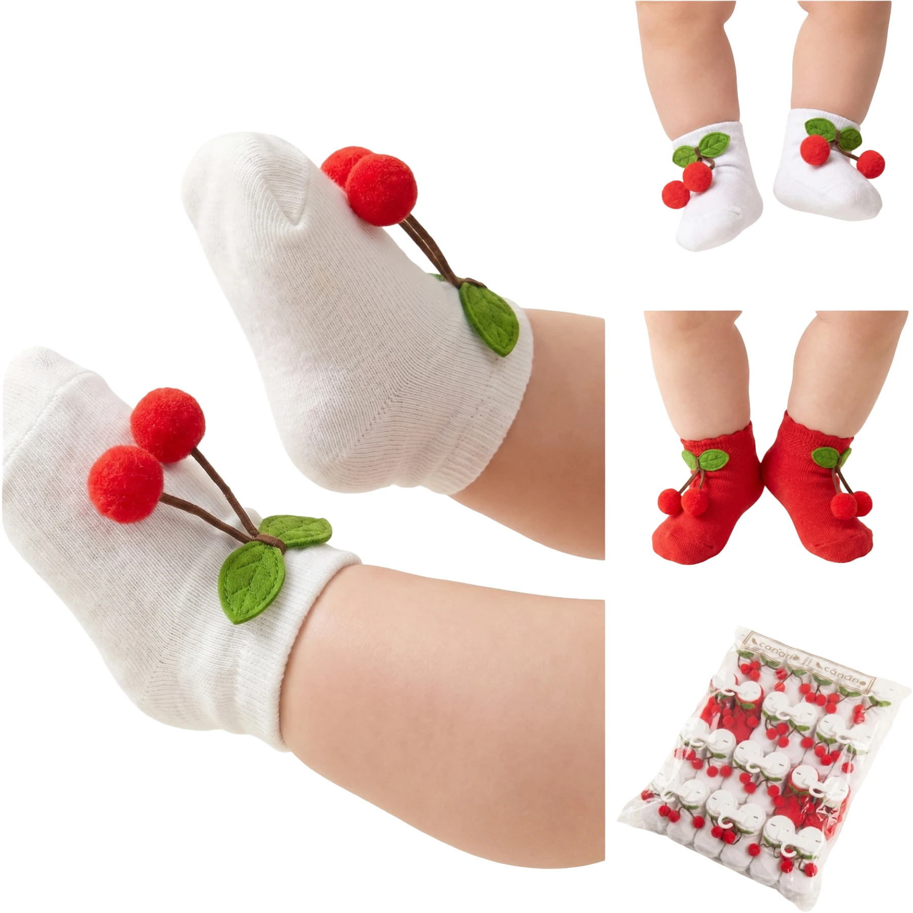 KİRAZ AKSESUARLI BEBEK ÇORAP  9 Ay Kız