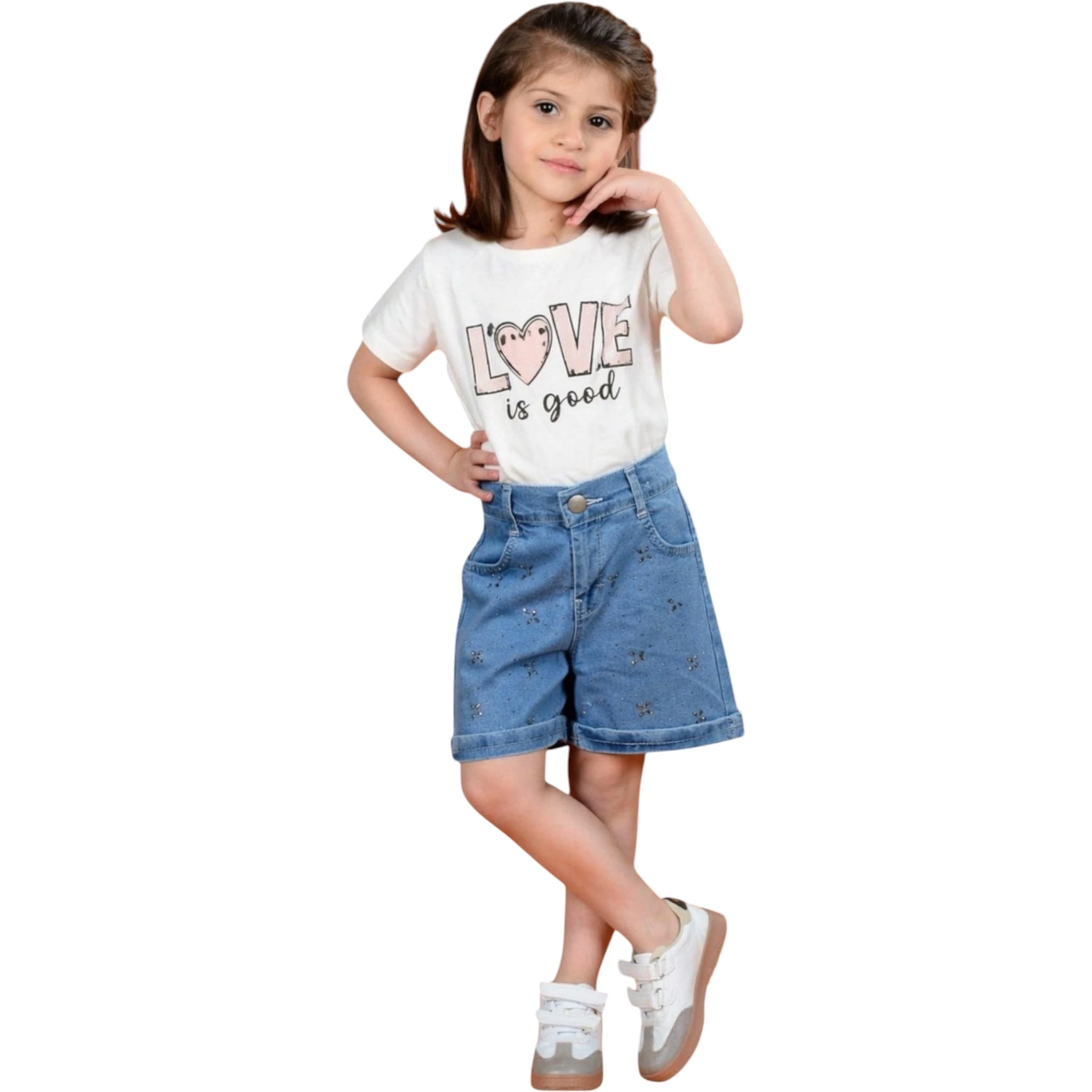 KIZ ÇOCUK TAŞLI ŞORT  5Y,7Y,9Y,11Y,13Y Kız