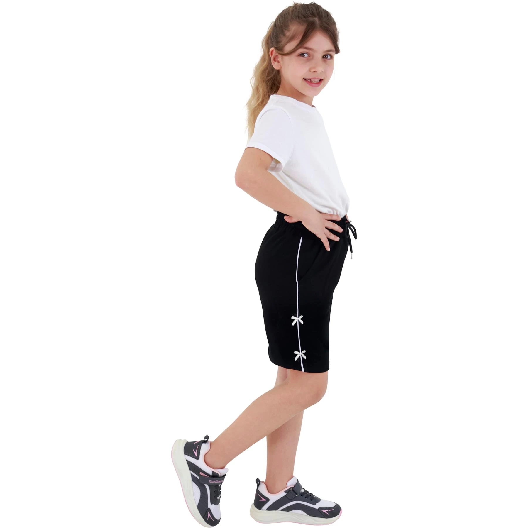 KIZ ÇOCUK YAN BİYELİ FİYONKLU ŞORT 13Y,14Y,15Y,16Y Kız