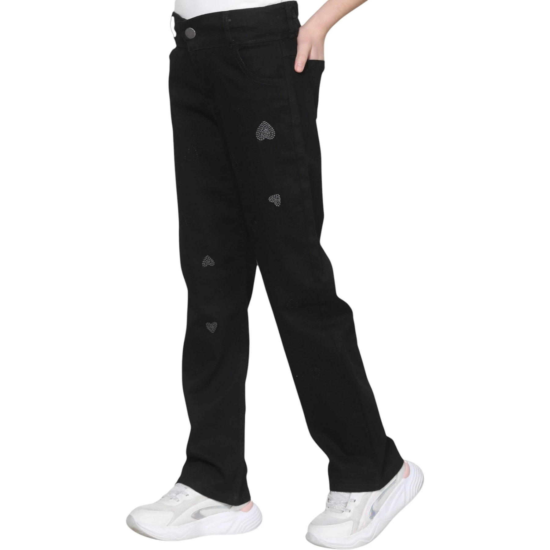 KIZ PALAZZO İÇİ BOŞ DOLU KALP SİYAH 6Y,7Y,8Y,9Y,10Y,11Y,12Y Kız