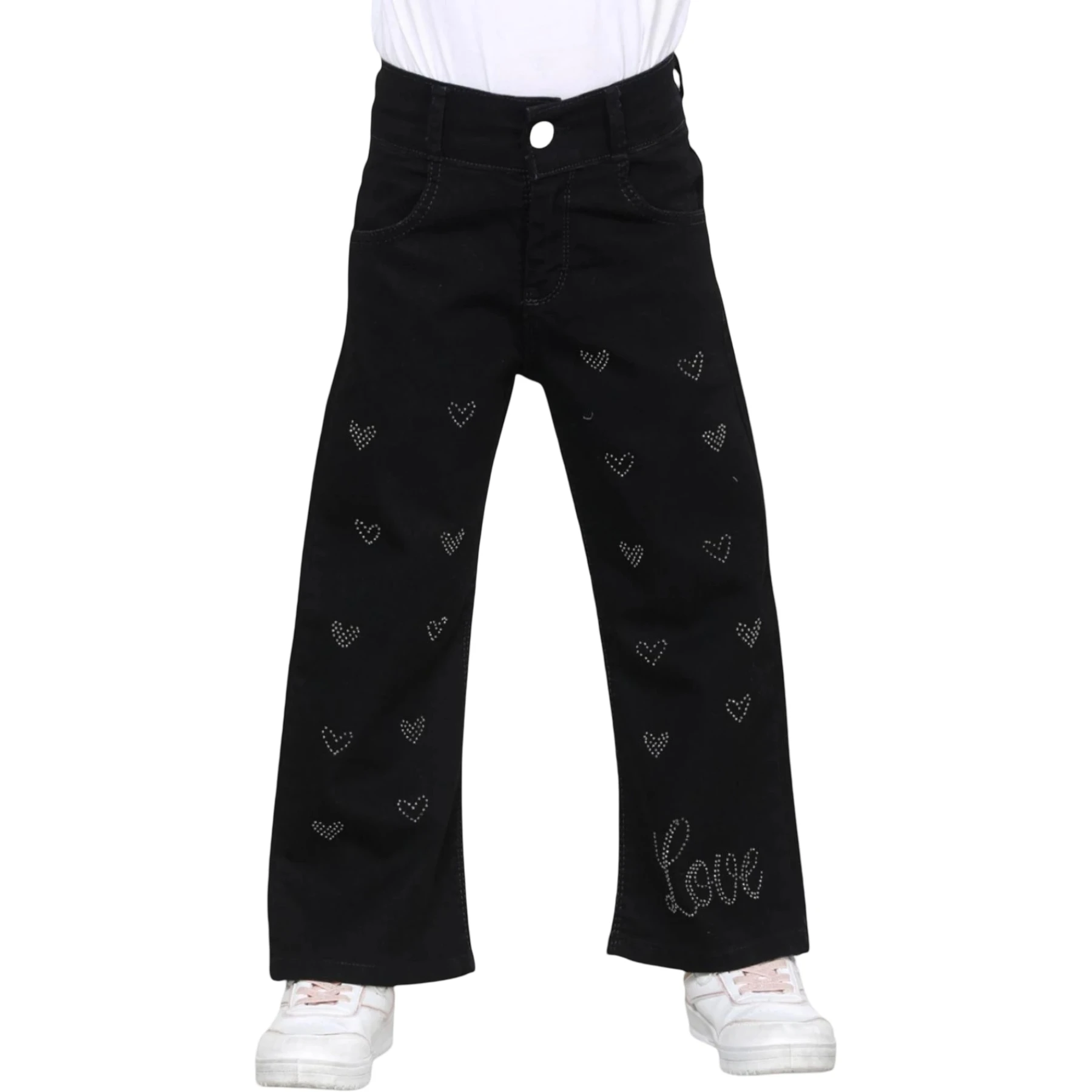 KIZ PALAZZO LOVE TAŞLI SİYAH 6Y,7Y,8Y,9Y,10Y,11Y,12Y Kız