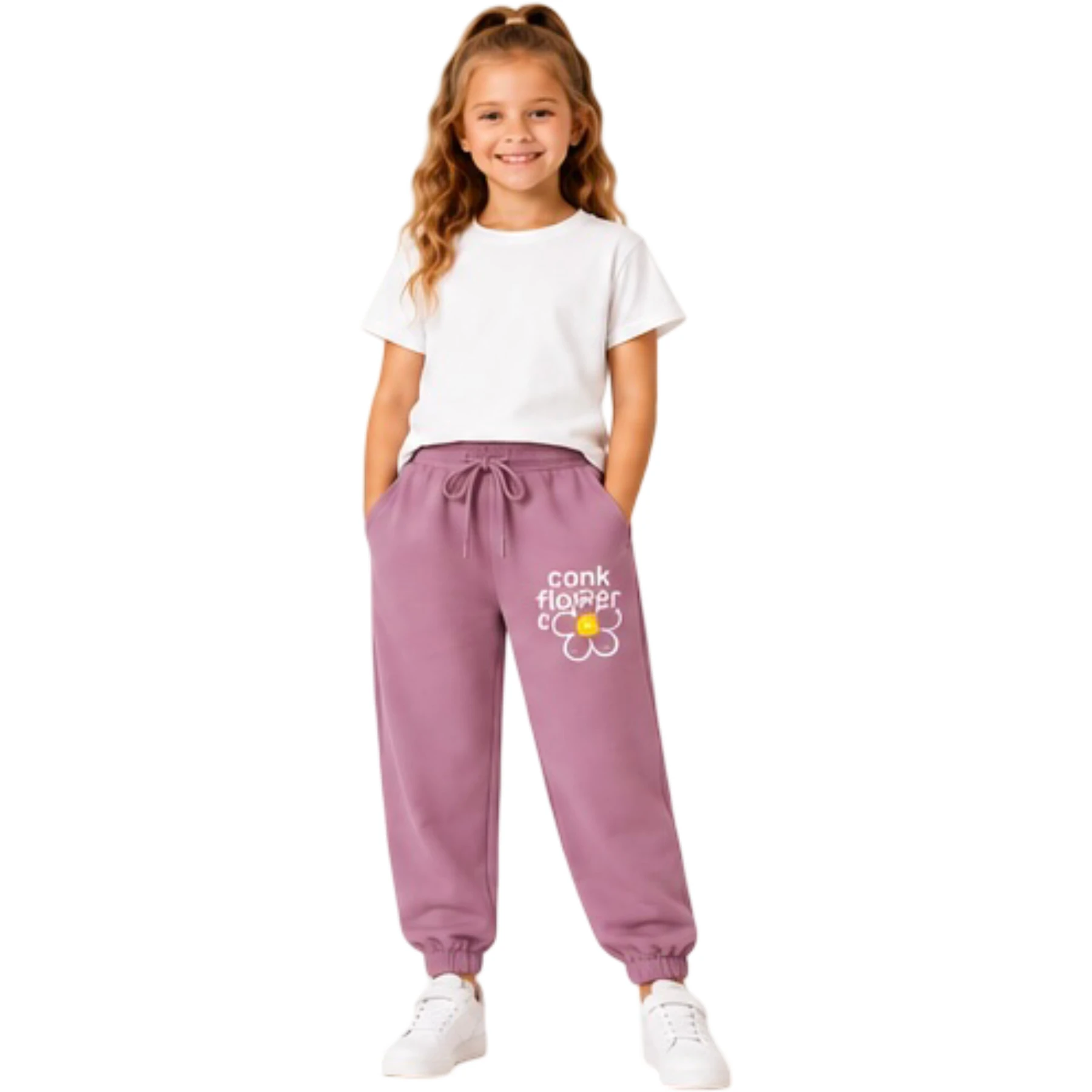 KIZ SMİLE BASKI PACA LASTİKLİ ALT 3Y,4Y,5Y,6Y,7Y,8Y Kız
