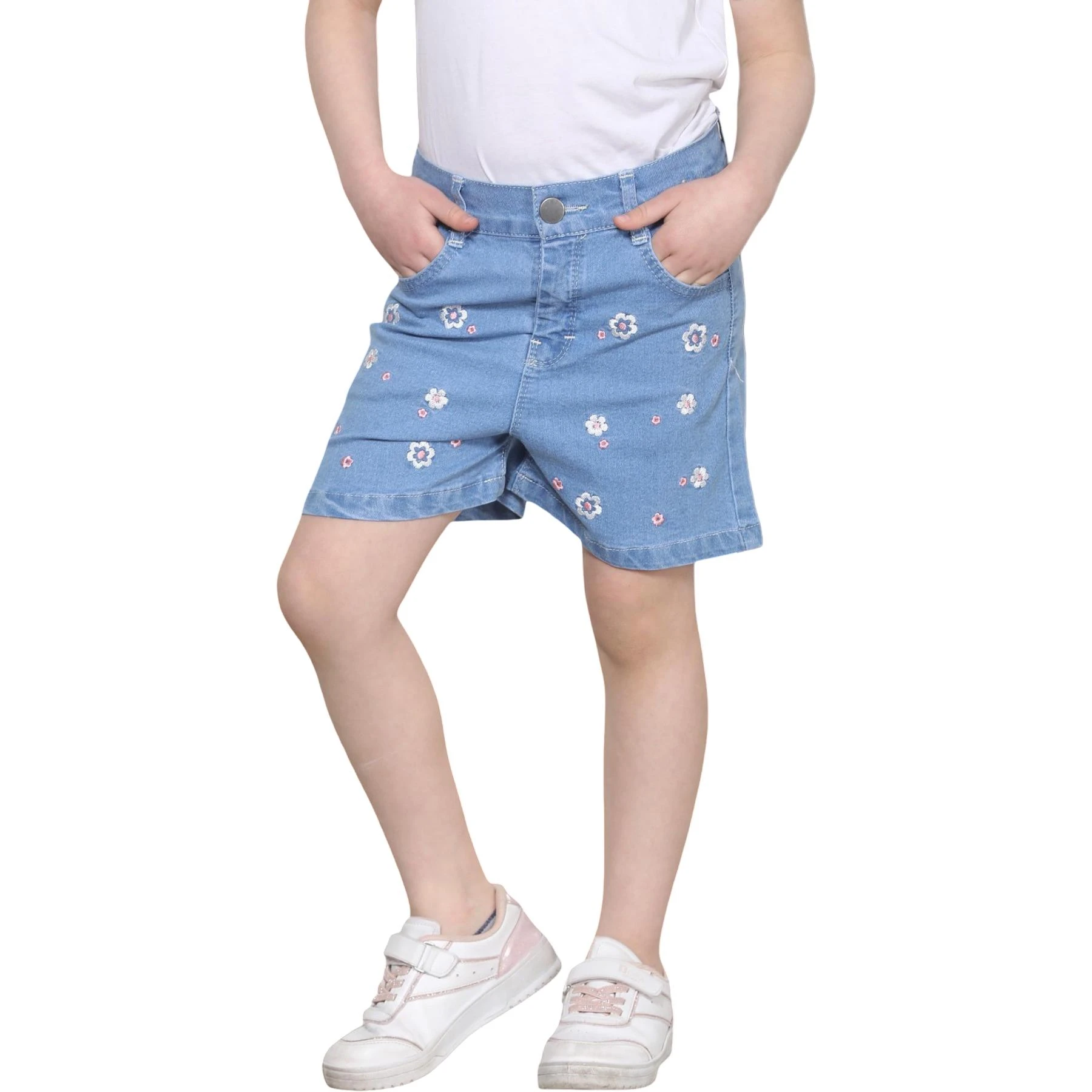 KIZ ŞORT KOT PAPATYALI MAVİ  5Y,7Y,9Y,11Y,13Y Kız