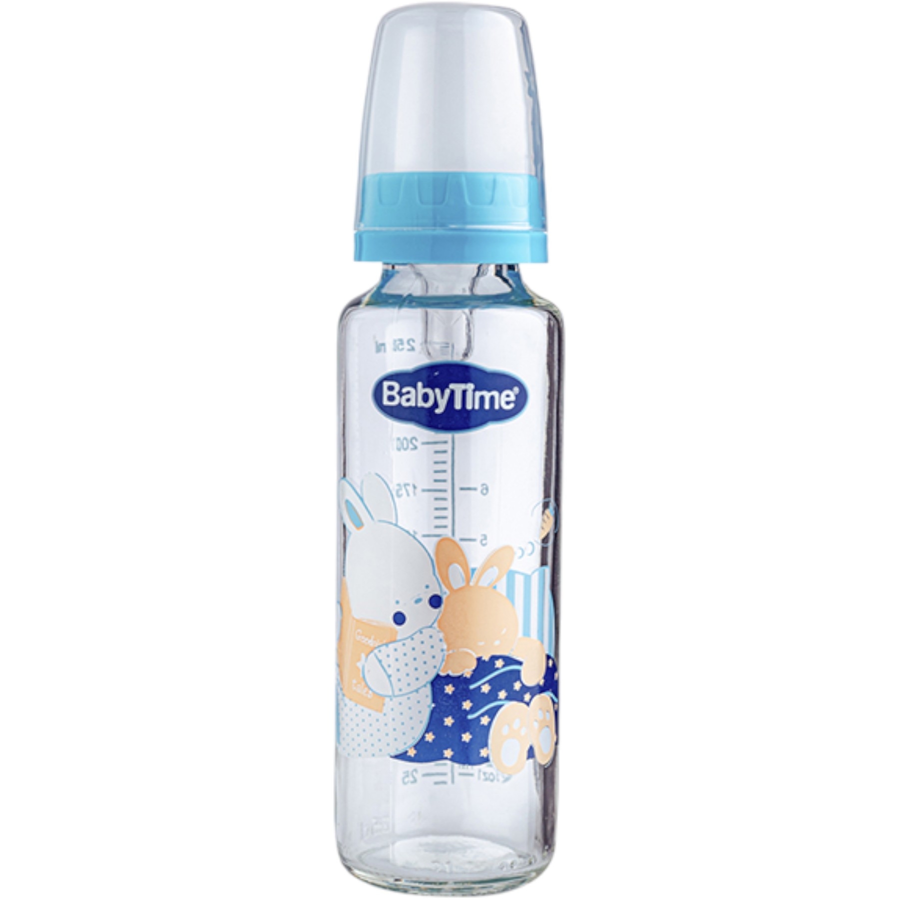 KLASİK CAM BİBERON (SİLİKON KİRAZ UÇLU) 250ML MAVİ 6 Ay,3 Ay,2 Ay,1 Ay Erkek
