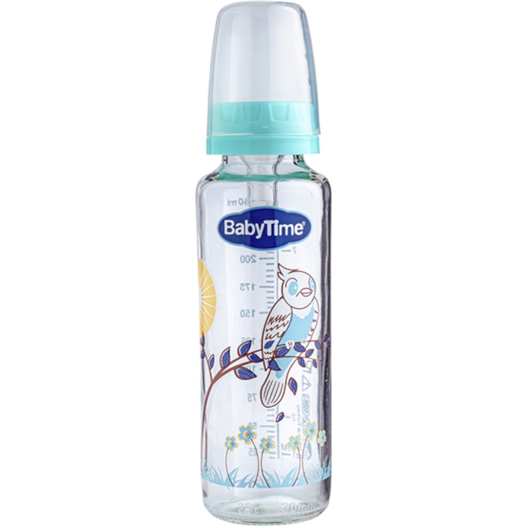 KLASİK CAM BİBERON (SİLİKON KİRAZ UÇLU) 250ML YEŞİL 1 Ay,2 Ay,3 Ay,6 Ay Uni