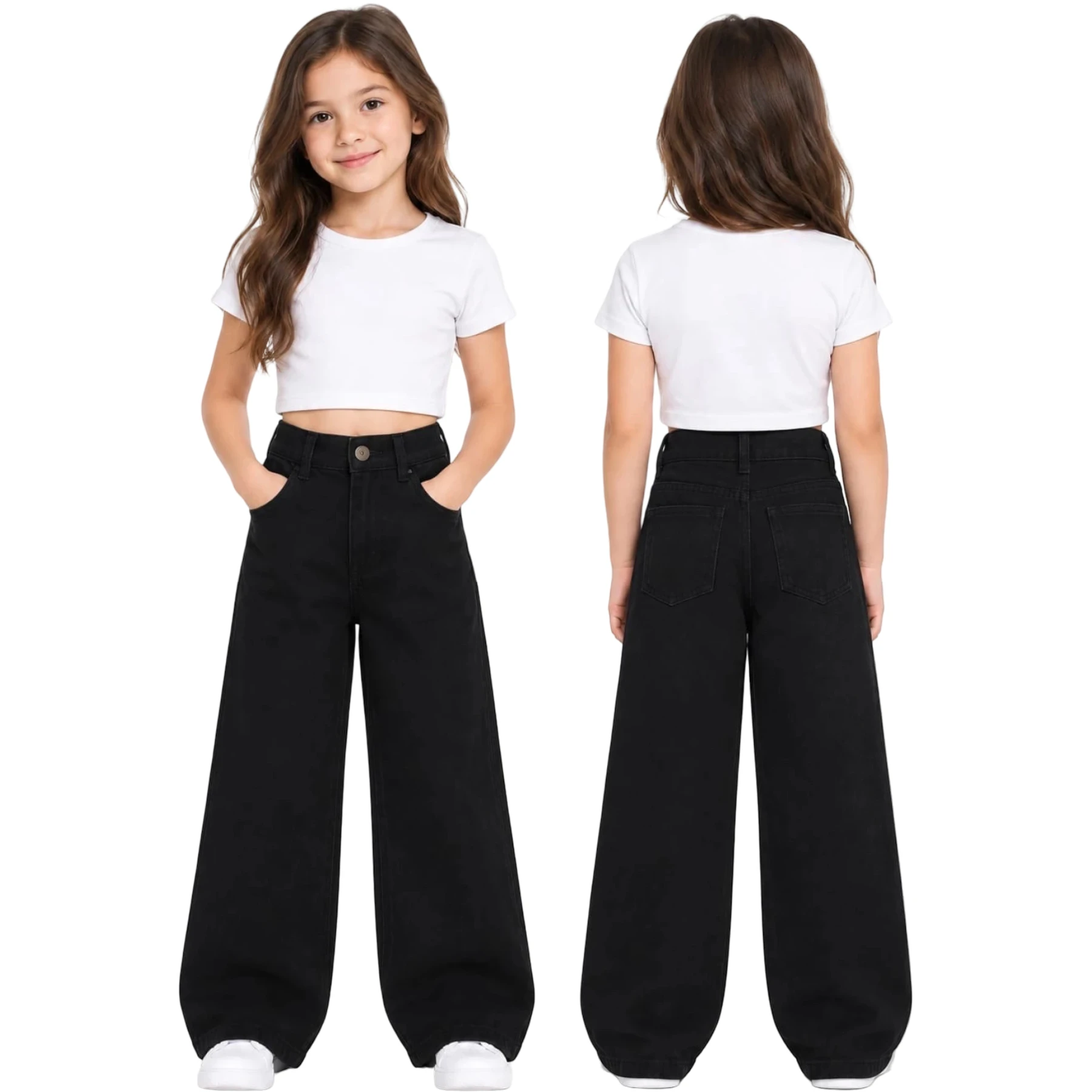 KLASİK KEMERLİ BORU PAÇA KIZ KOT 6Y,7Y,8Y,9Y,10Y Kız