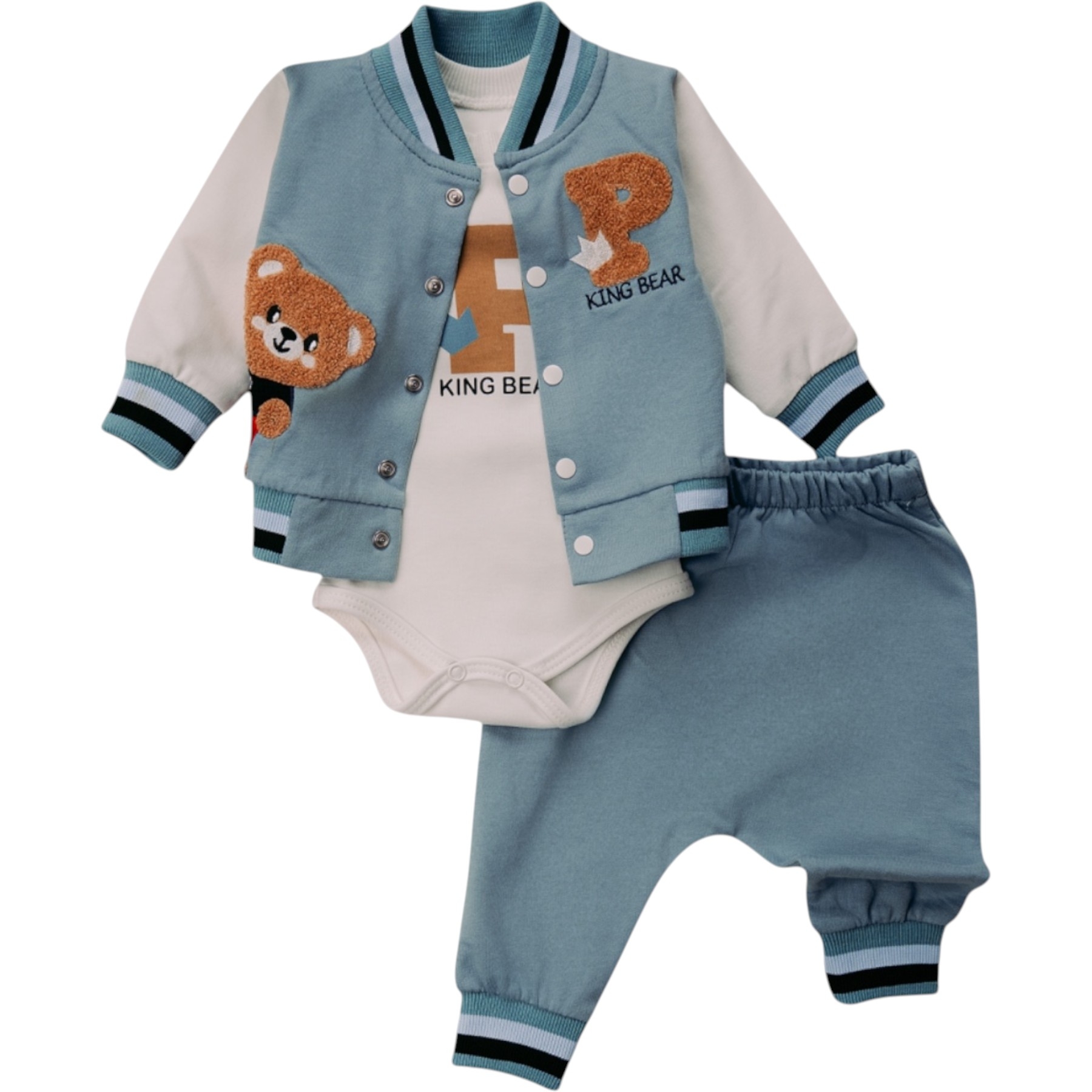 KRAL NAKIŞLI ÜÇLÜ TAKIM 3 Ay,6 Ay,9 Ay Erkek