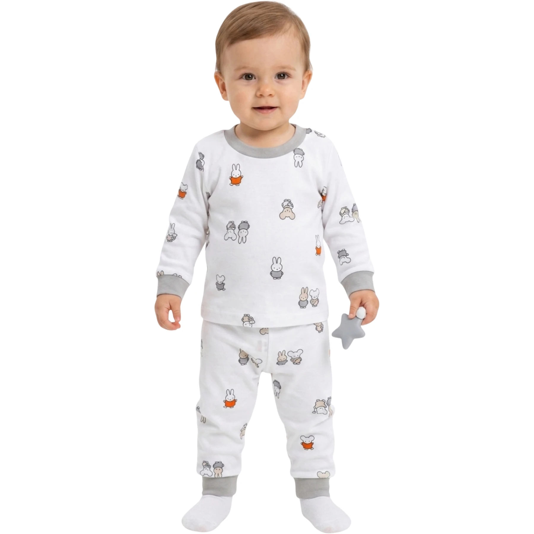 KREM TAVŞAN PİJAMA 6 Ay,12 Ay,18 Ay,2Y Uni