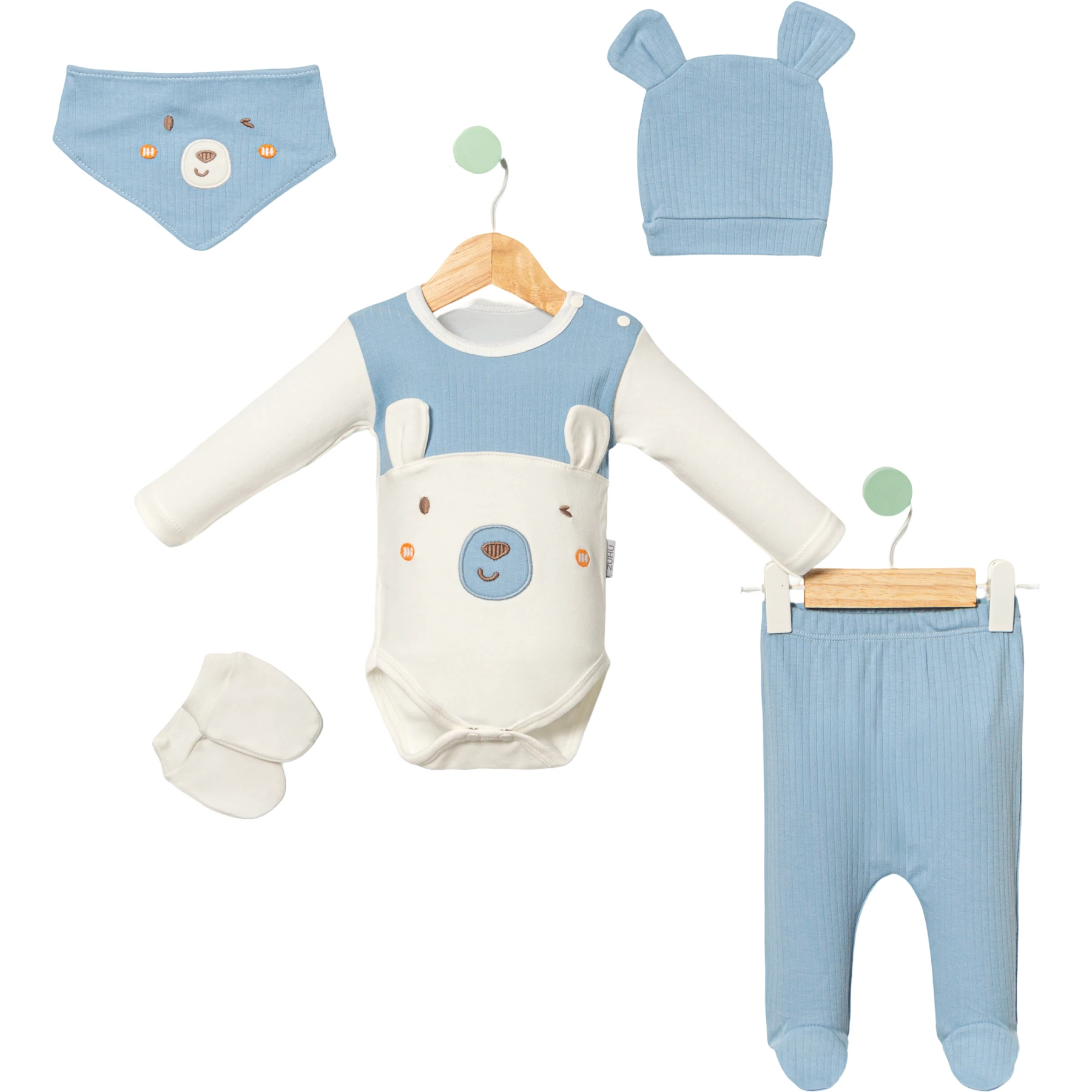 KULAKLI AYI POŞETLİ 5 Lİ SET 1 Ay,2 Ay,3 Ay Erkek