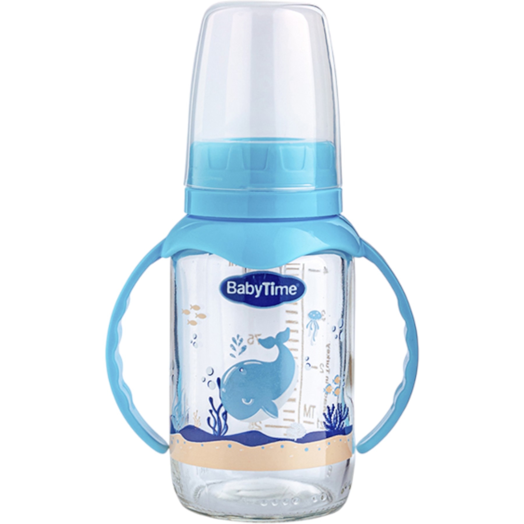 KULPLU CAM BİBERON(SİLİKON KİRAZ UÇLU) 125ML MAVİ 1 Ay,2 Ay,3 Ay,6 Ay Erkek