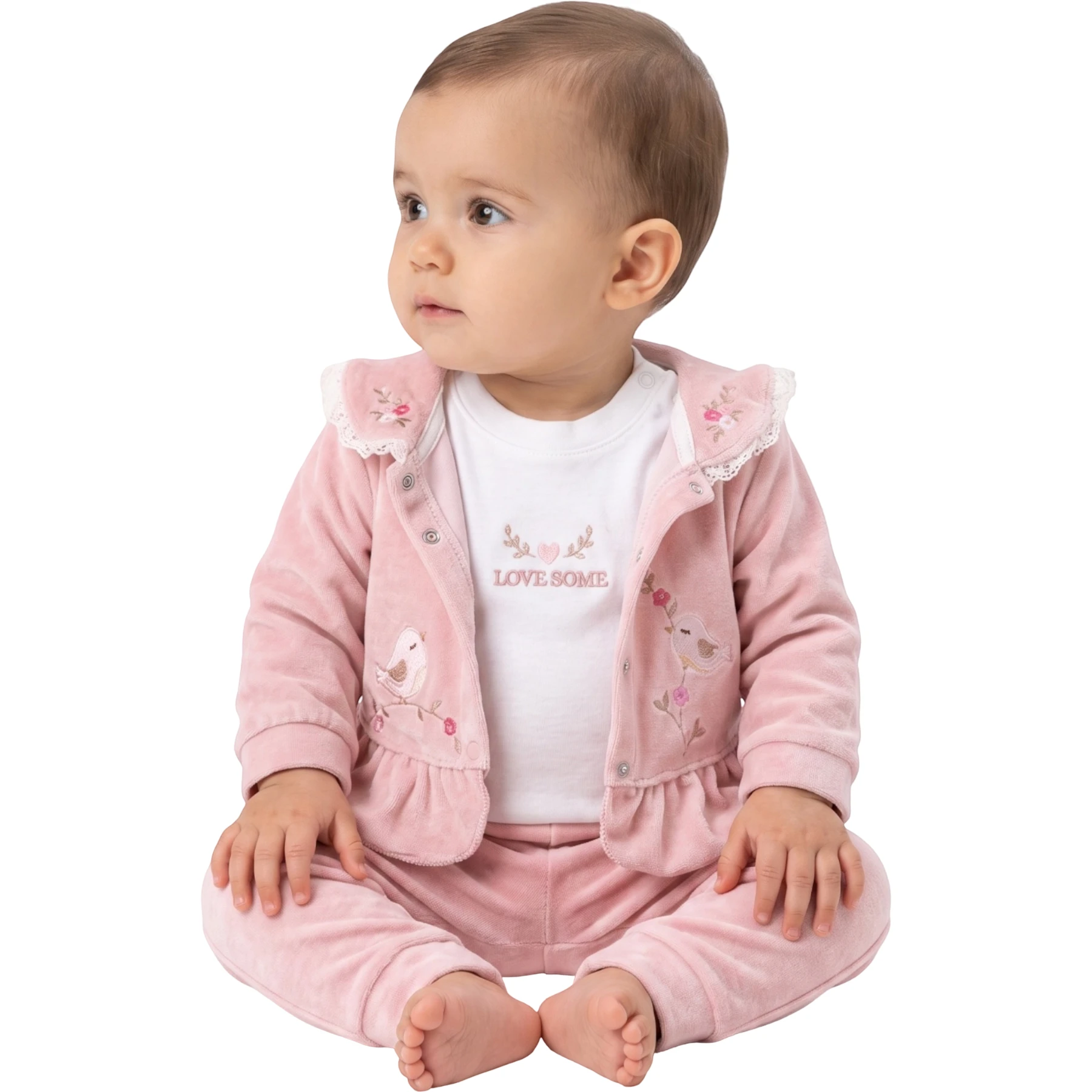 KUŞ NAKIŞLI 3’LÜ KDF TKM 3 Ay,6 Ay,9 Ay Kız