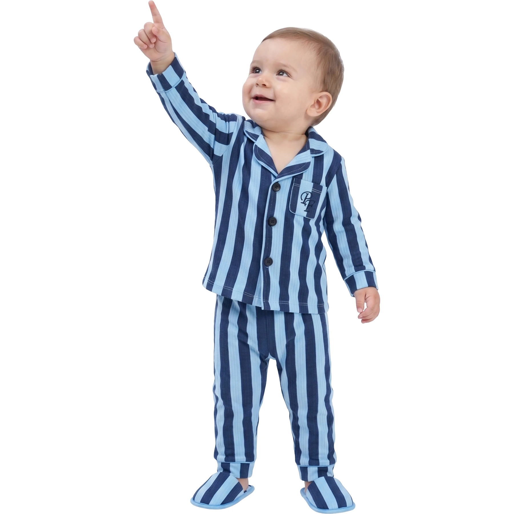 LACİ ÇİZGİLİ TERLİKLİ 3'LÜ PİJAMA TAKIMI  12 Ay,2Y,3Y Erkek