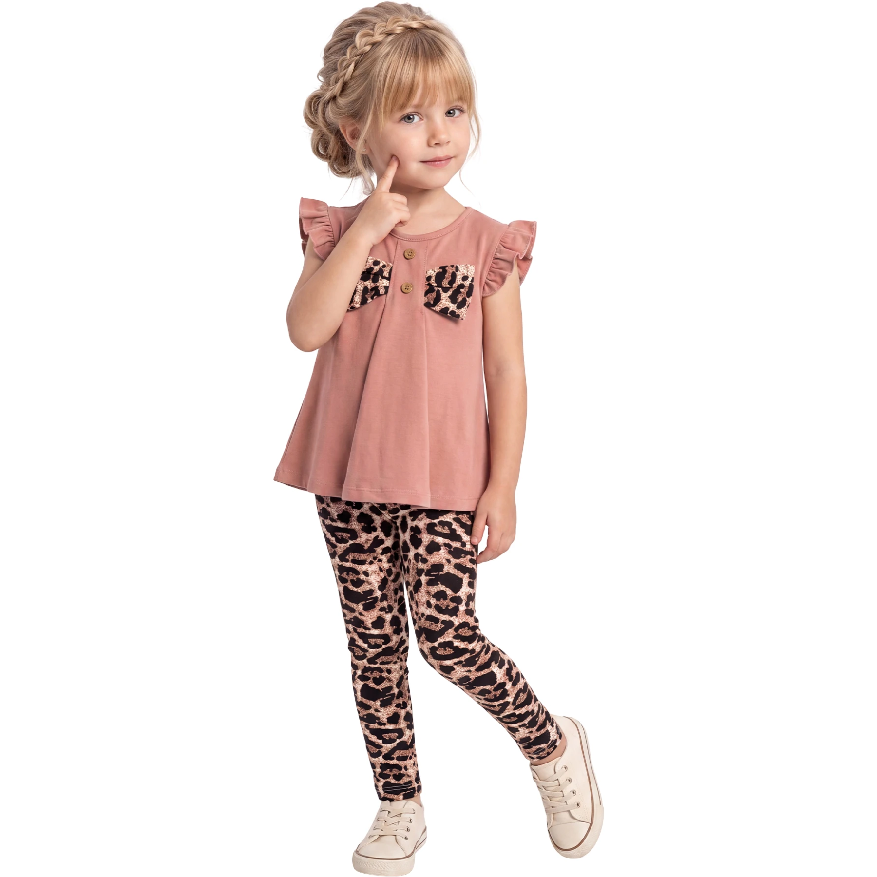 LEOPAR DESENLİ TAYTLI KIZ TAKIM 2Y,3Y,4Y,5Y Kız