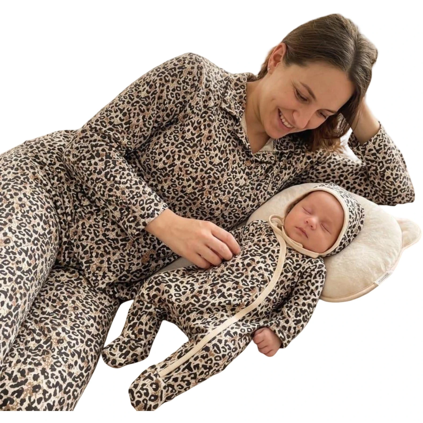 LEOPAR XXL BEDEN ANNE BEBEK LOHUSA SET  3 Ay Kız