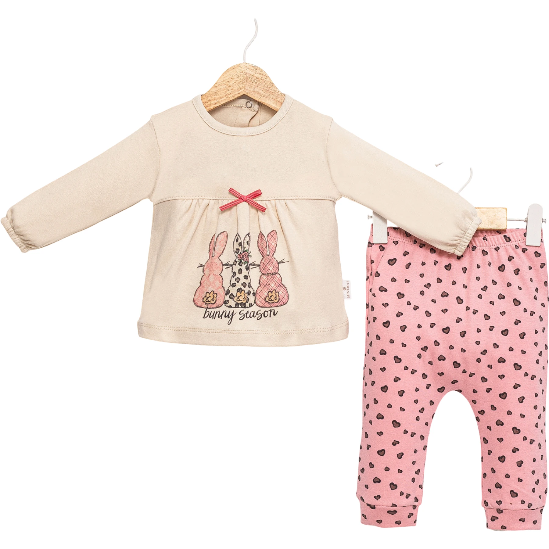 LEOPARLI TAVŞAN DESENLİ 2’Lİ TAKIM 6 Ay,9 Ay,12 Ay Kız