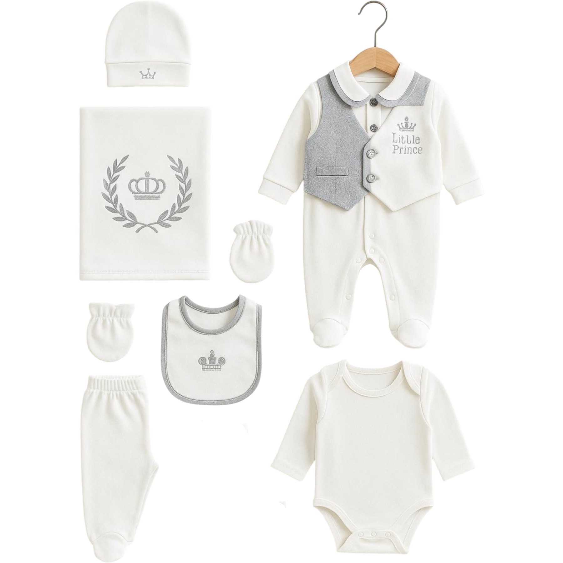 LİTTLE PRINCE NAKIŞLI 7 Lİ SET  1 Ay Erkek