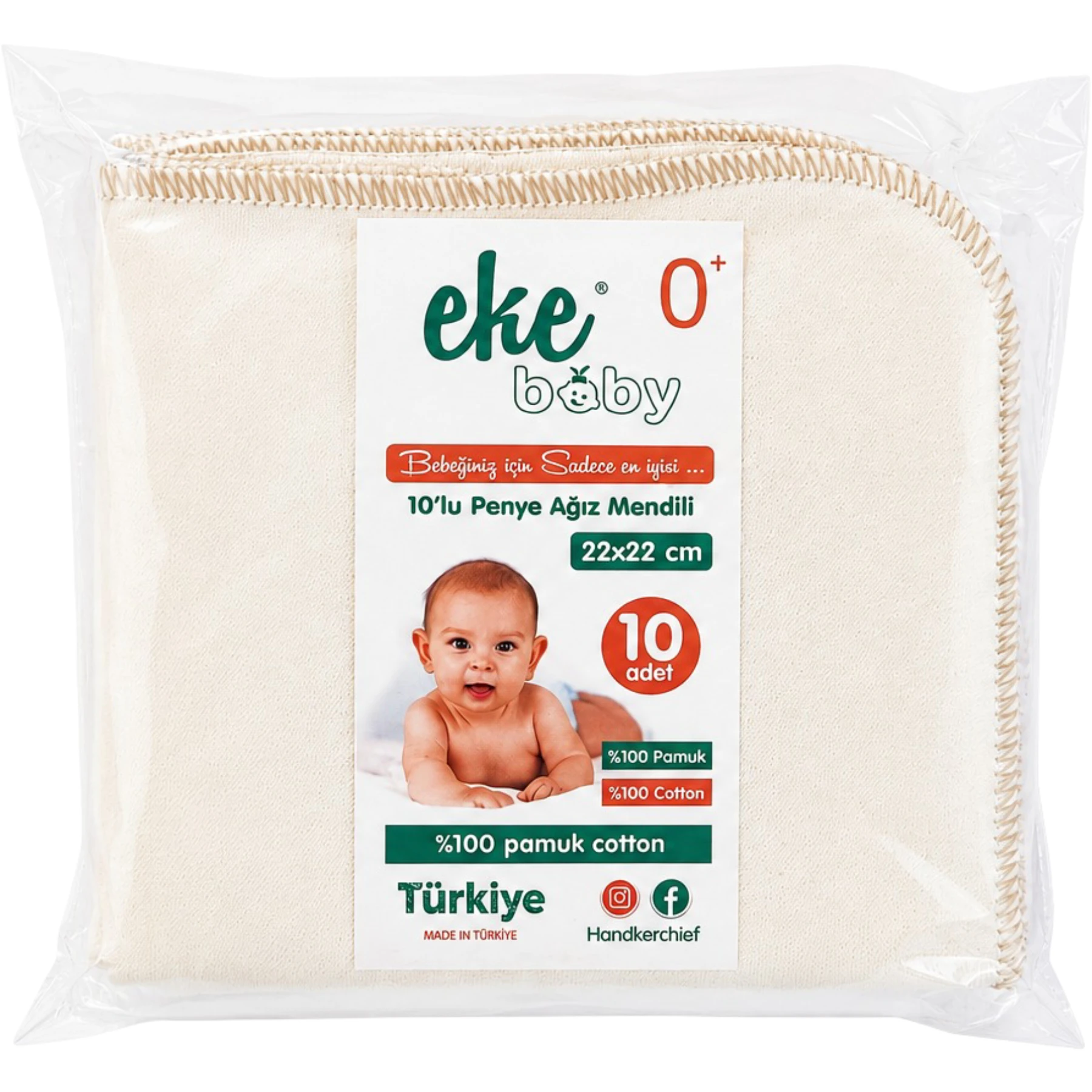 LÜX ORGANİC UNİ 10 LU MENDİL 22X22 12 Ay Uni