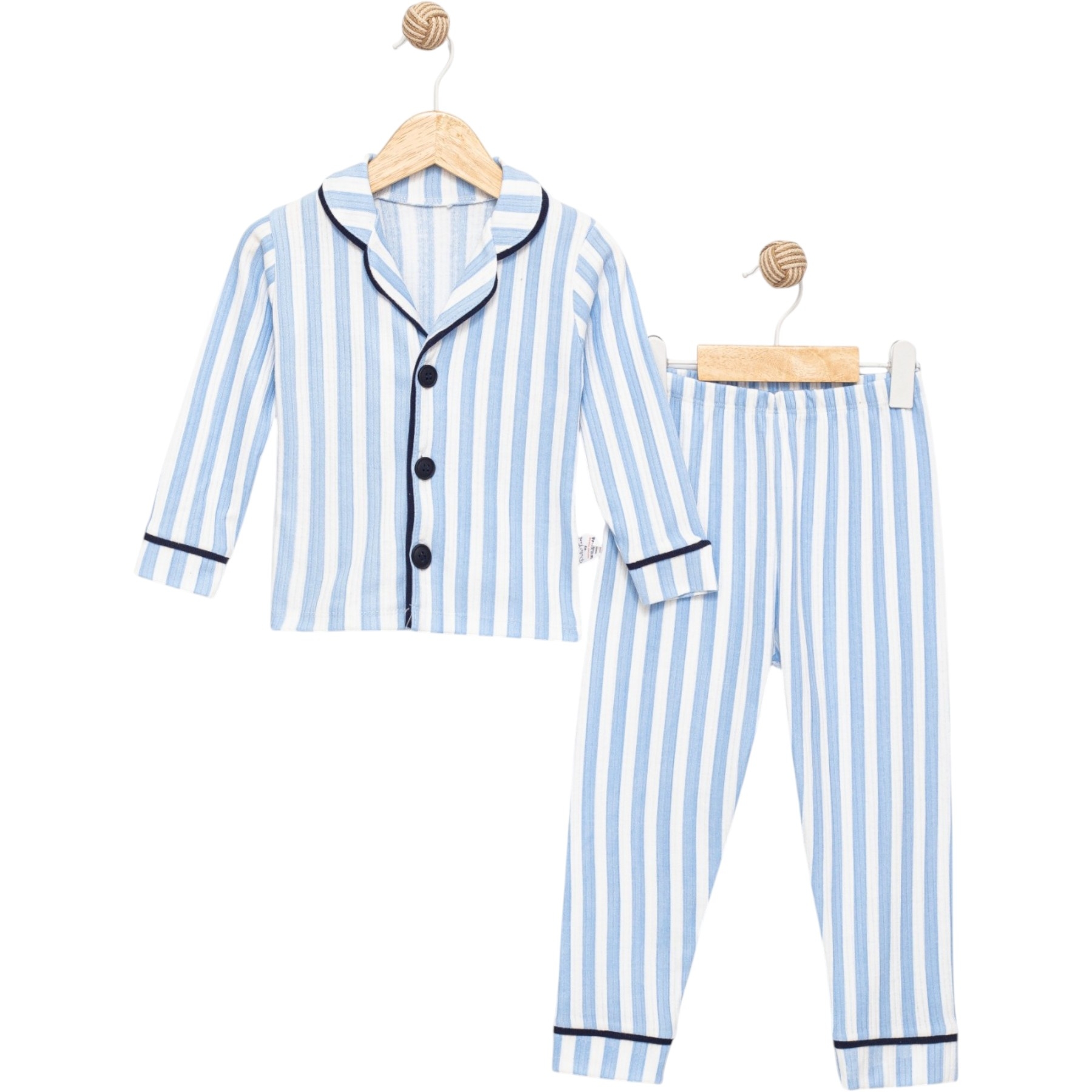 MAVİ ÇİZGİLİ YAKALI PIJAMA TAKIM  12 Ay,2Y,3Y Erkek