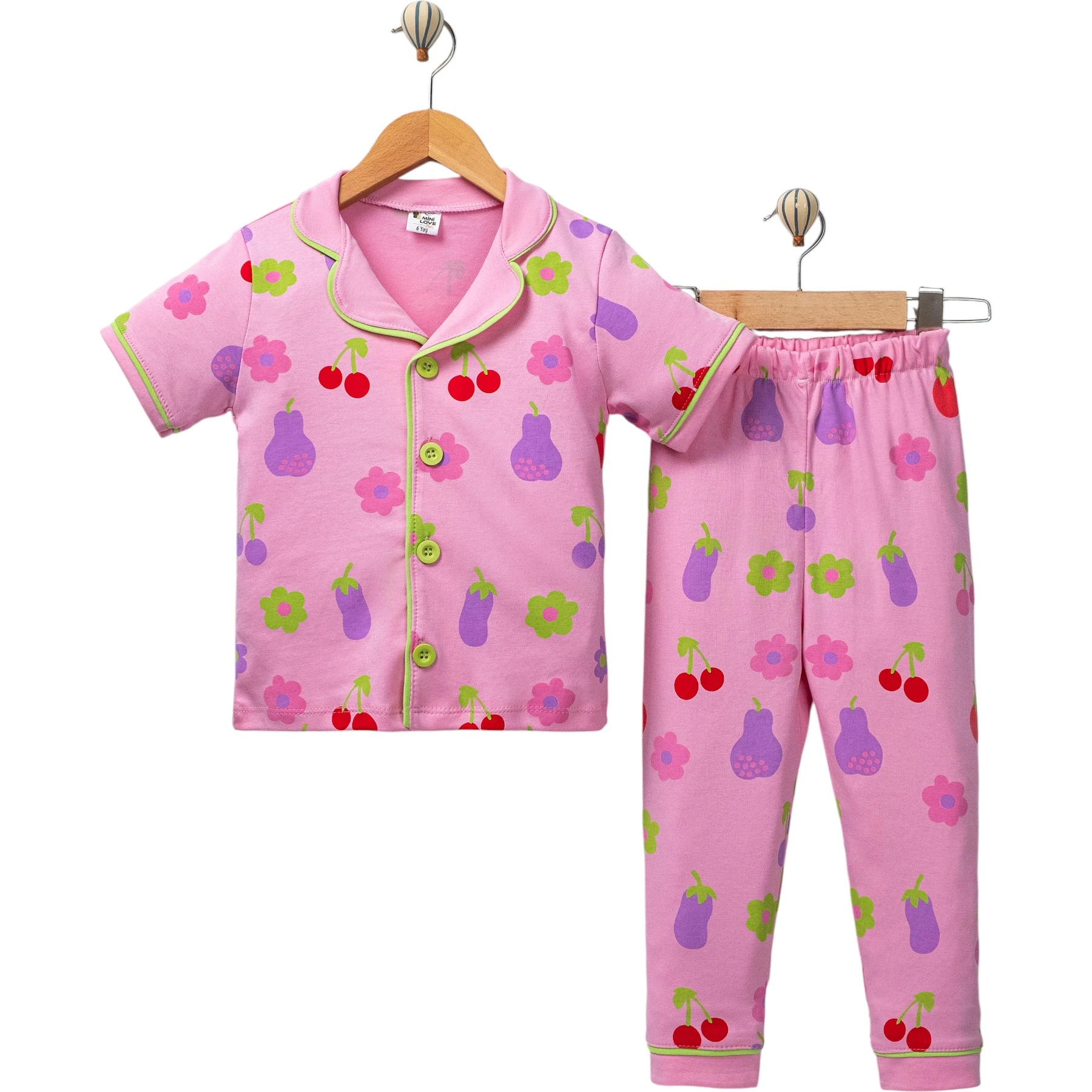 MEYVE BASKILI KISA KOLLU PİJAMA TAKIM  3Y,4Y,5Y,6Y Kız