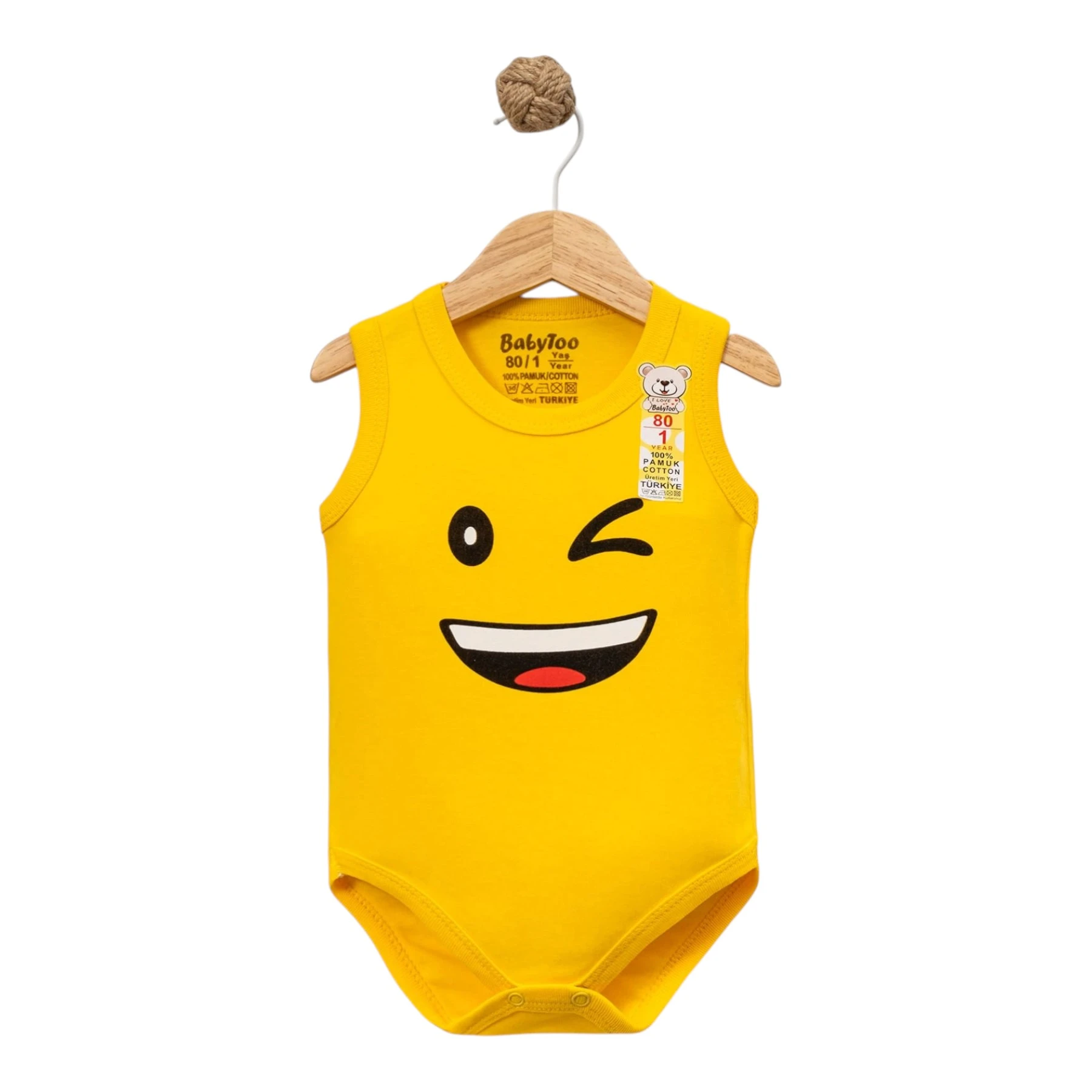 MİMİKLİ EMOJİ BASKILI ASKILI BADİ  3 Ay,6 Ay,9 Ay,12 Ay,18 Ay Uni