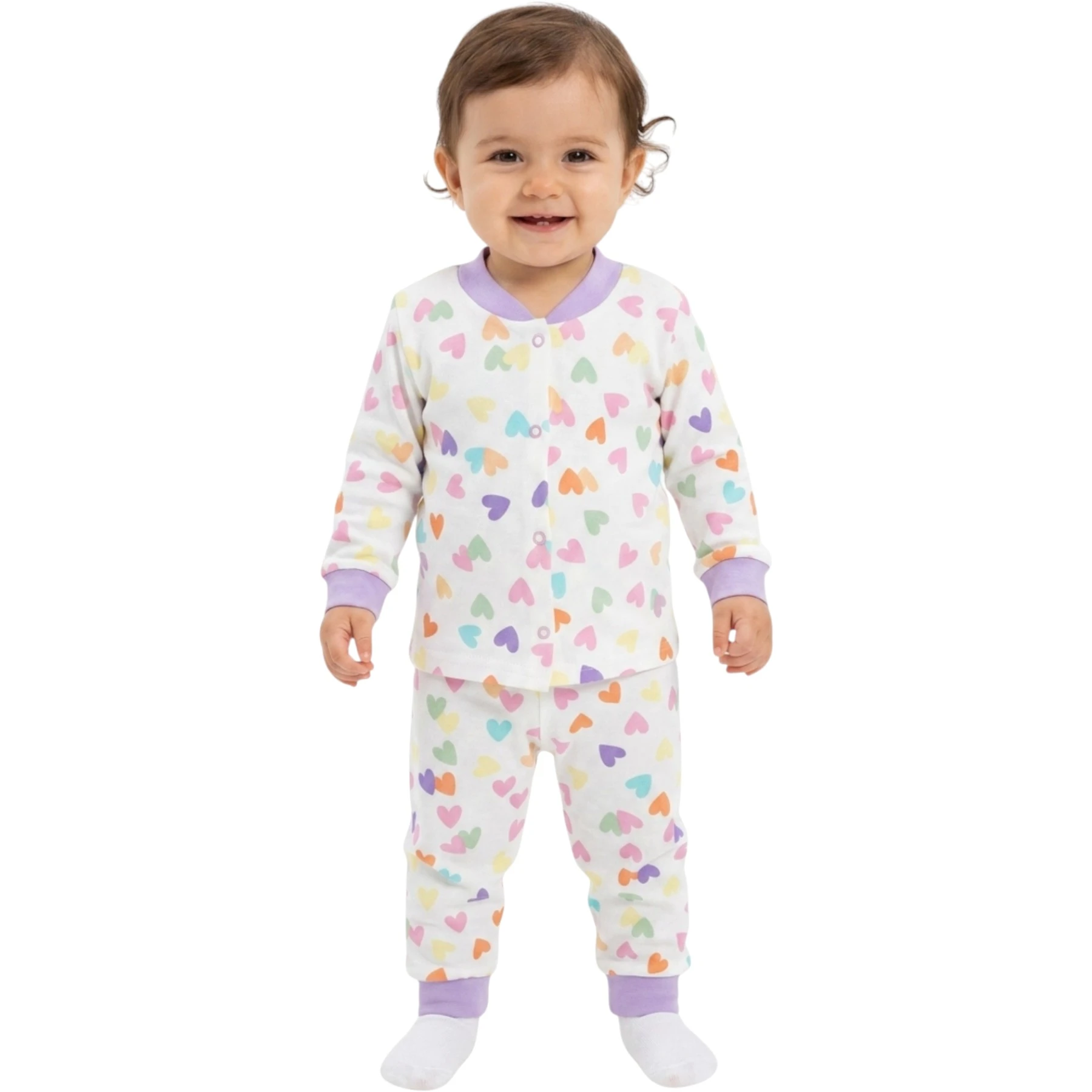 MOR KALPLİ ÇITÇITLI PİJAMA 6 Ay,12 Ay,18 Ay,2Y Kız