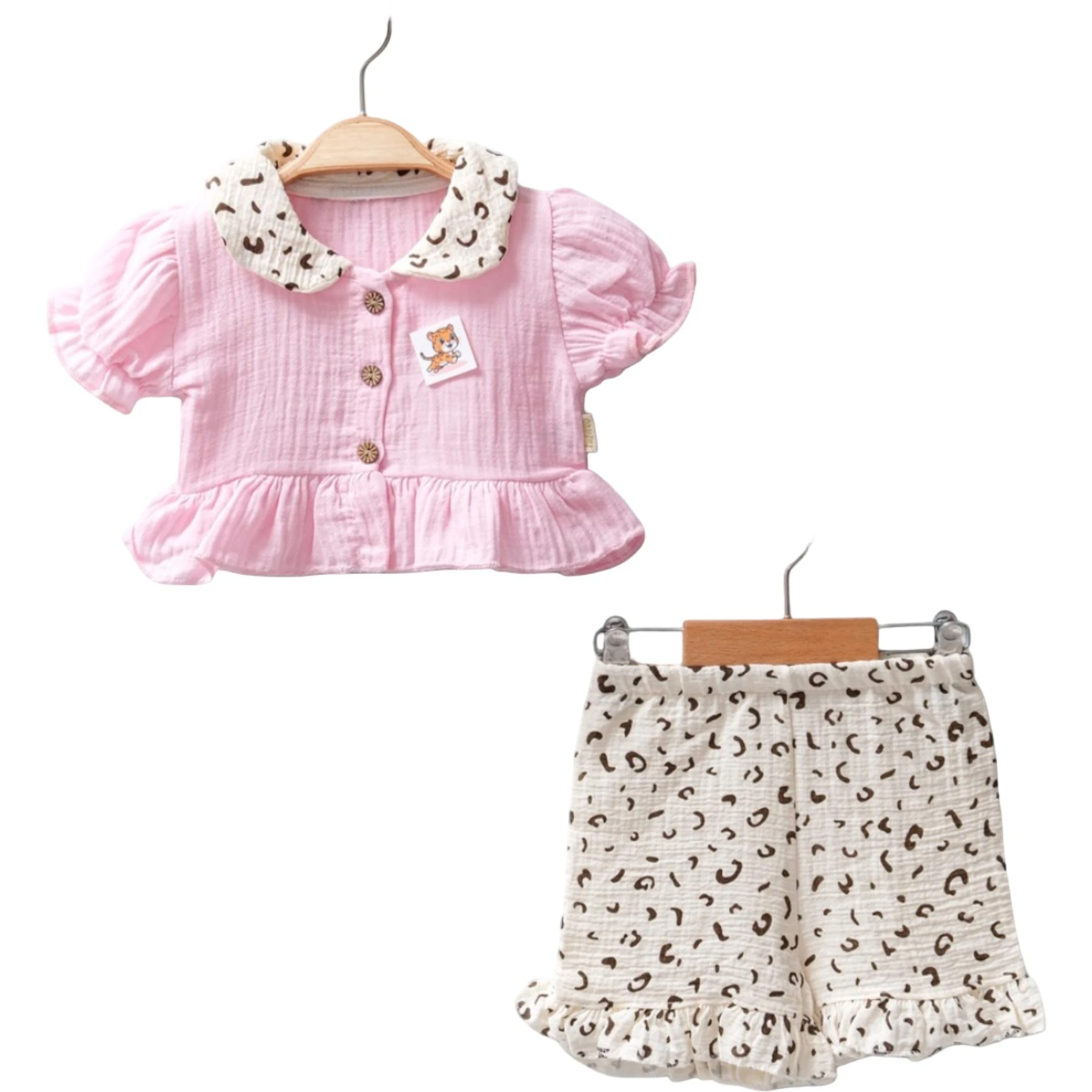 MÜSLİN LEOPAR 2Lİ TAKIM 12 Ay,18 Ay,2Y Kız