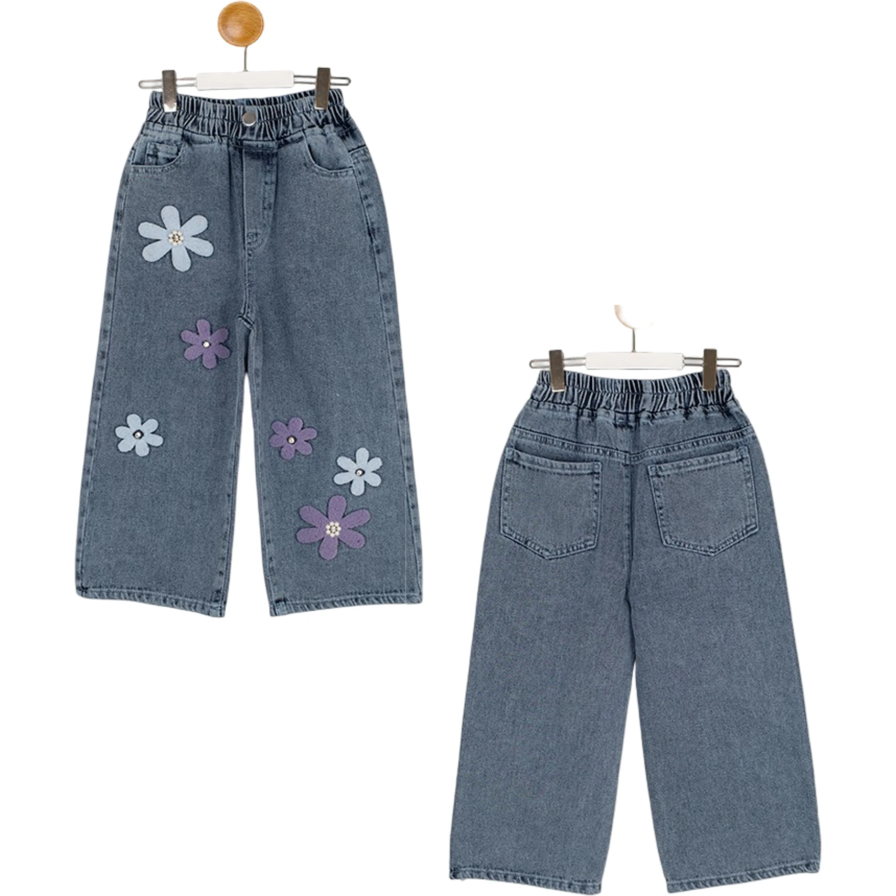 NAKIŞLI KIZ KOT PANTOLON  6Y,7Y,8Y,9Y,10Y Kız