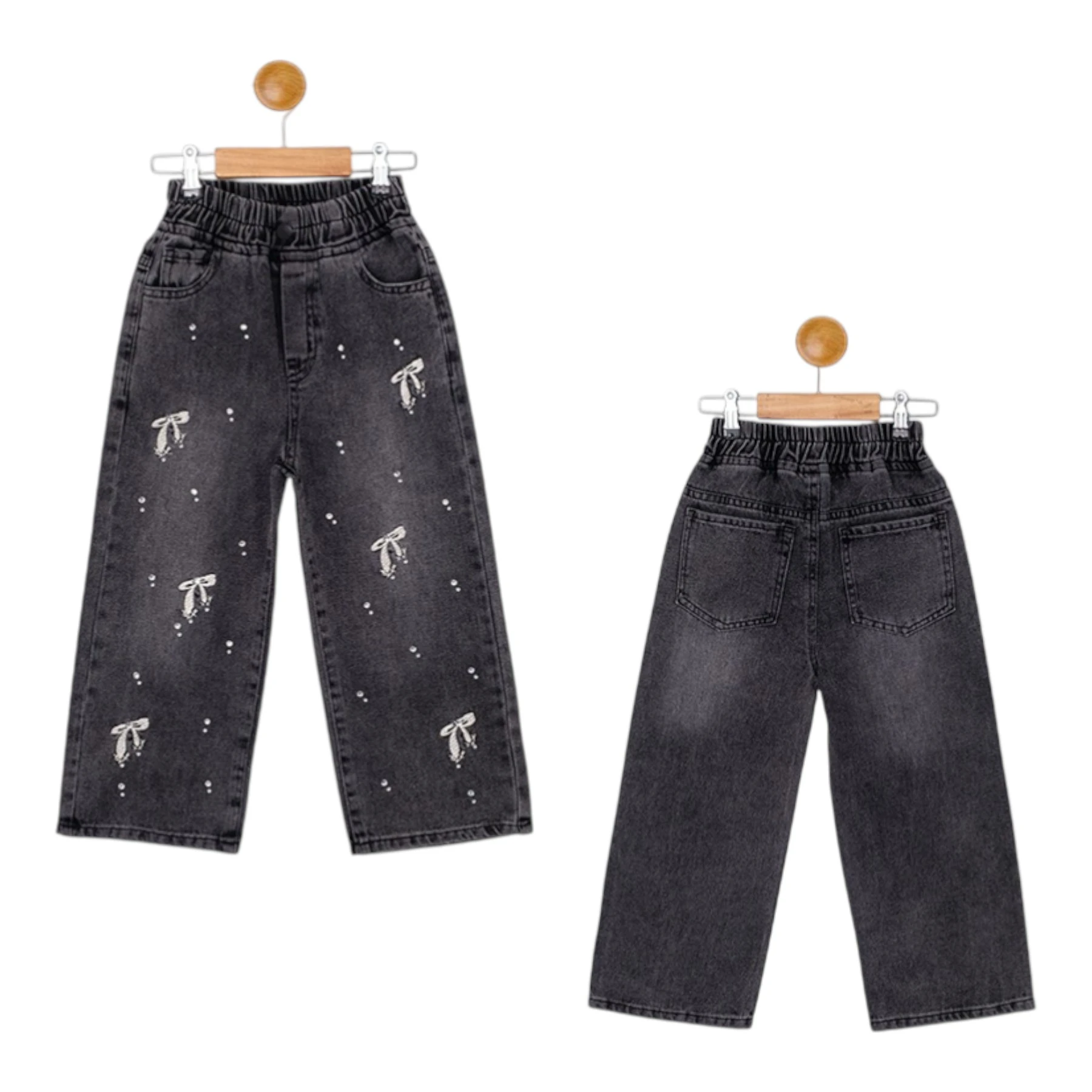 NAKIŞLI TAŞLI KIZ KOT PANTOLON  11Y,12Y,13Y,14Y,15Y Kız